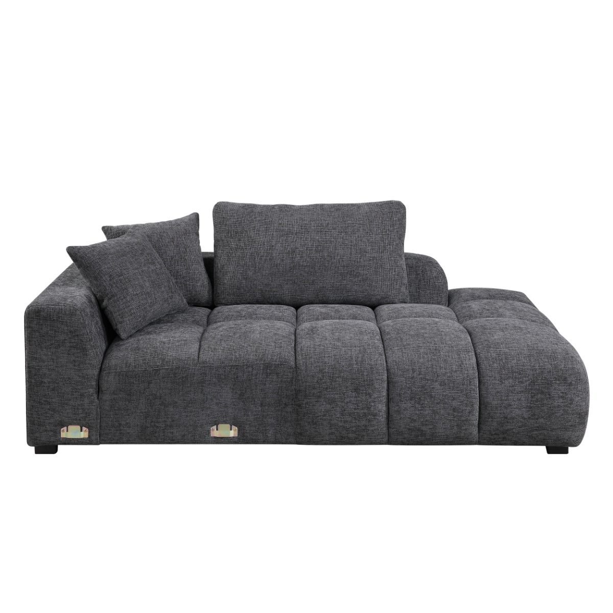 Chosen - Sectional Sofa With 6 Pillows - Gray Chenille, dark gray, view 7