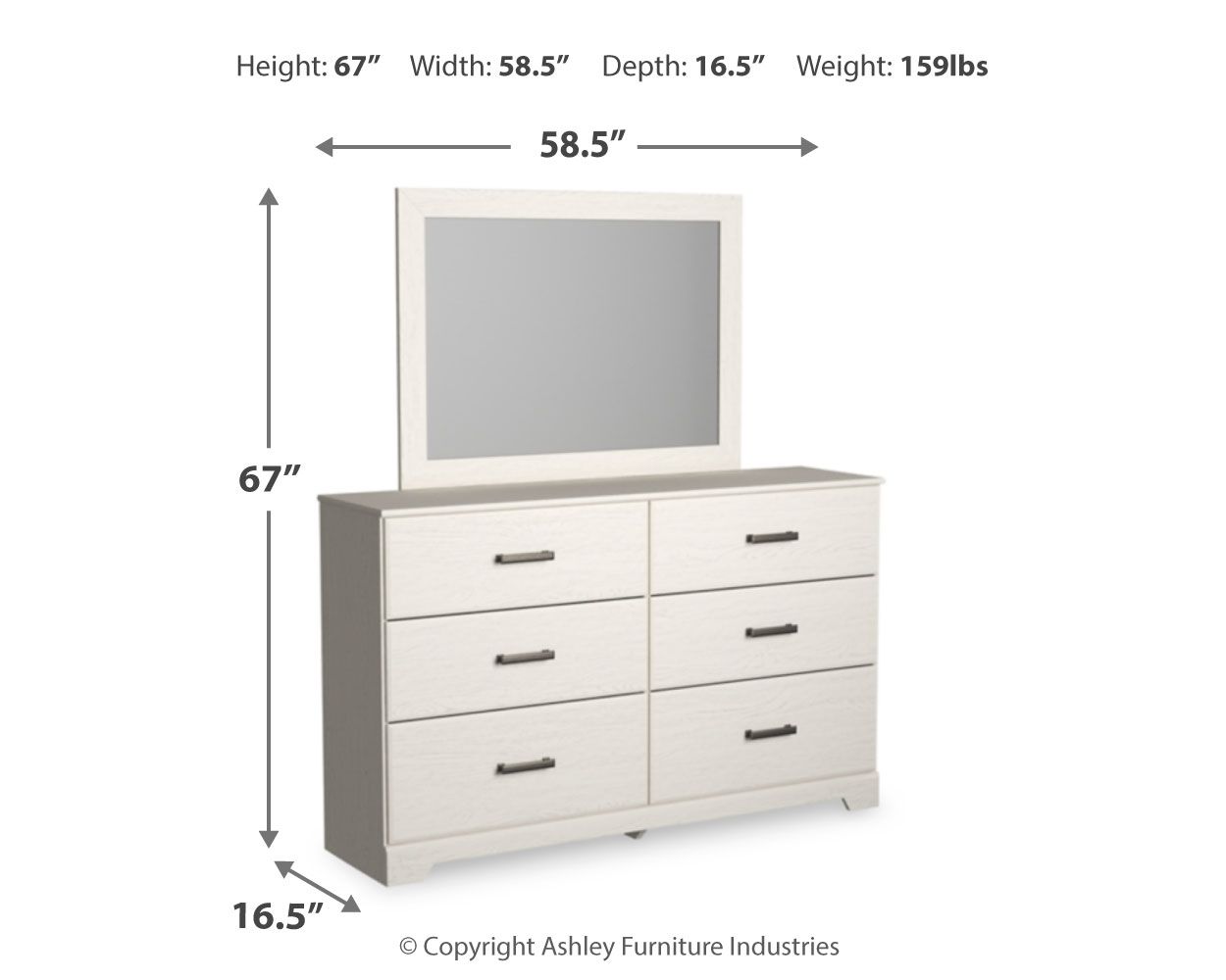 Ashley Furniture Stelsie - Dresser, Mirror - White - Image 4
