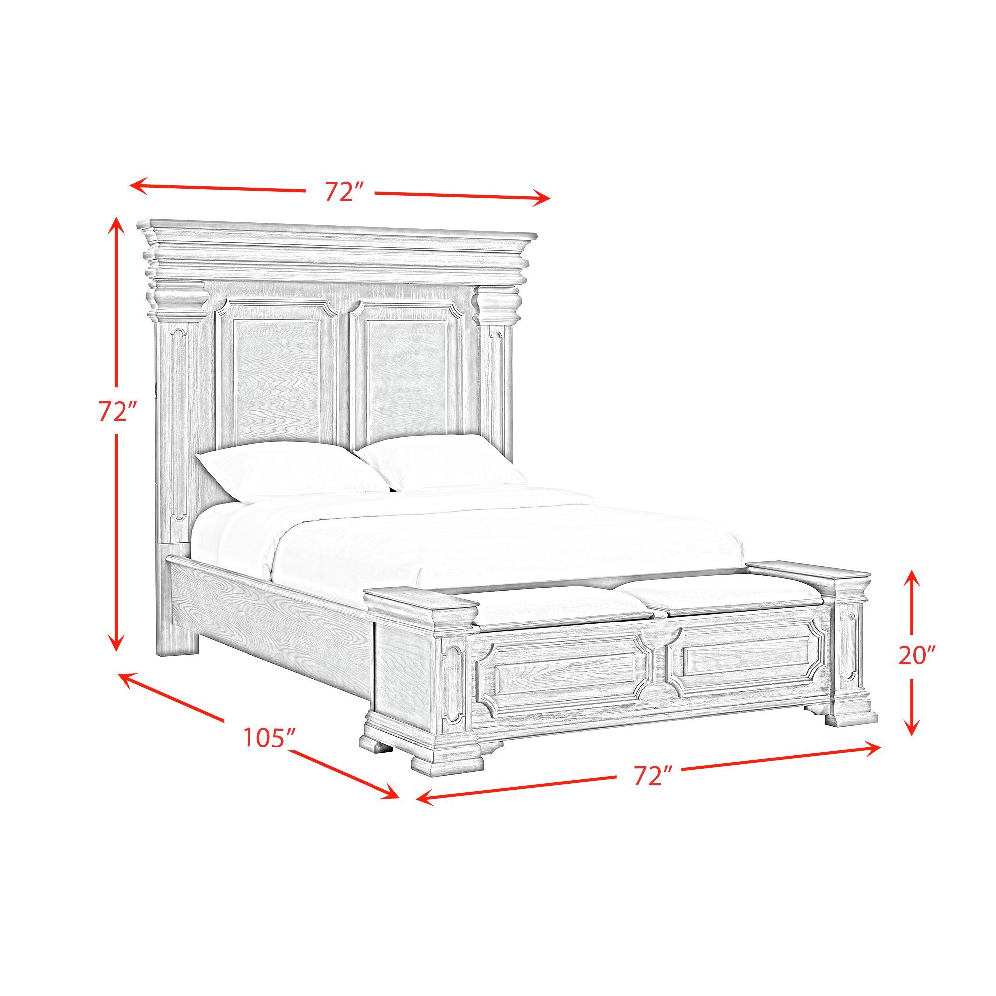 Kings Court - Queen Storage 4 Piece Bedroom Set With 2 Nightstands & Dresser - Black