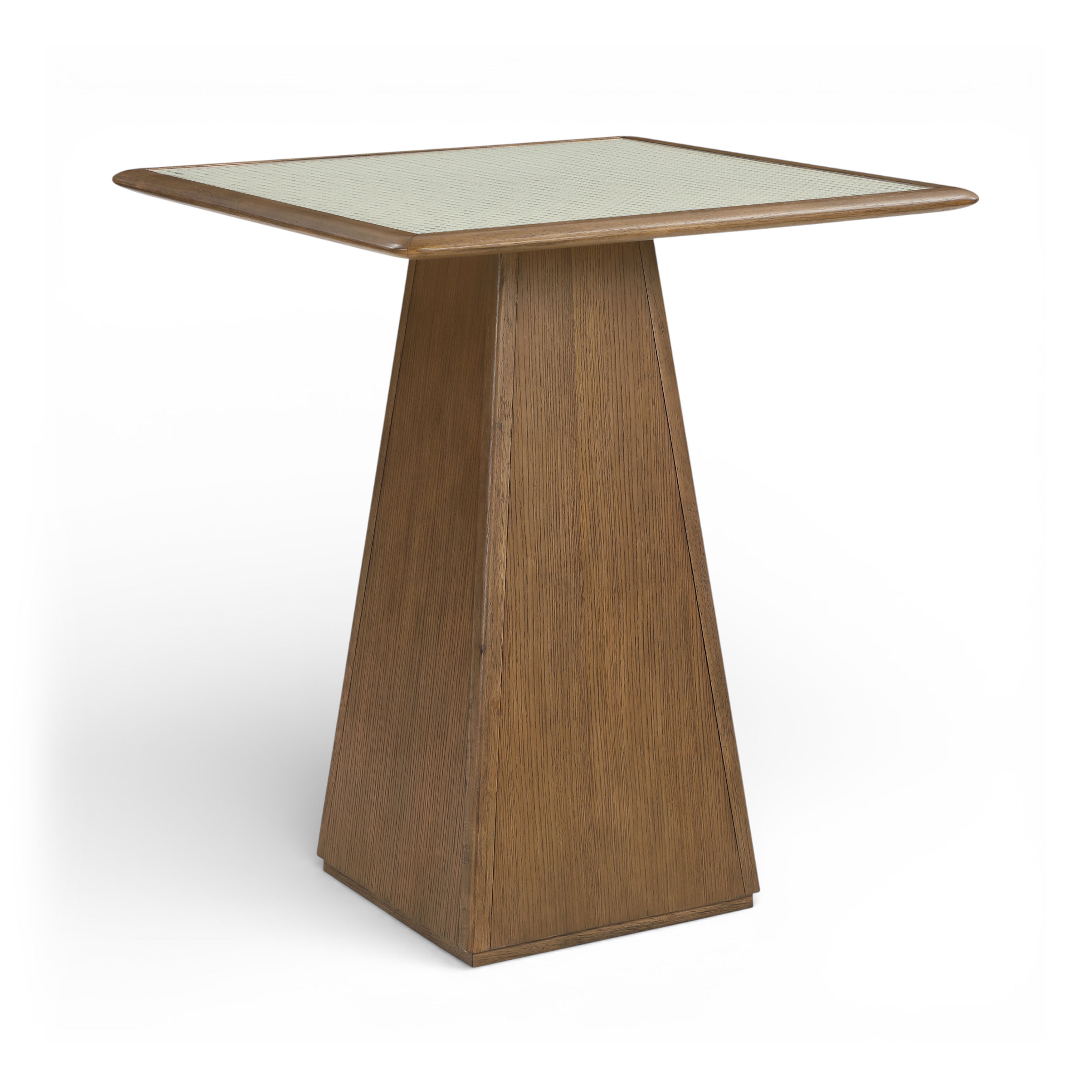 Atrium - Glass And Cane Top With Solid Wood Base Bar Height Table - Brown Walnut