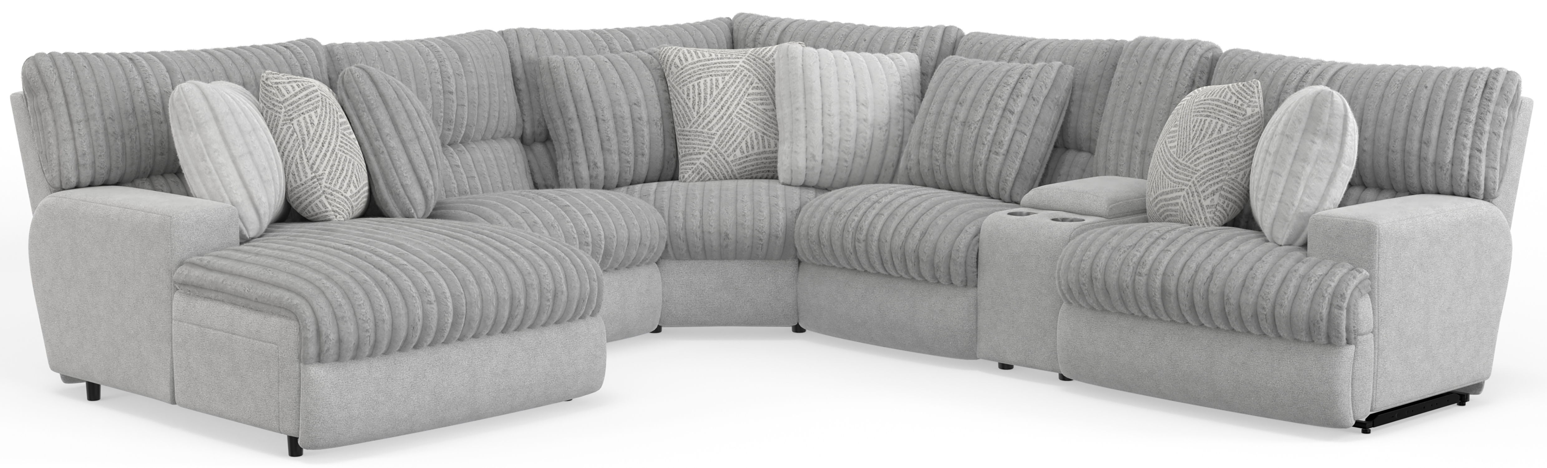 Abraxas - 6 Piece Power Reclining Sectional With Lay-Back Chaise And 2 Reclining Seats (LSF Chaise) - Moonstruck