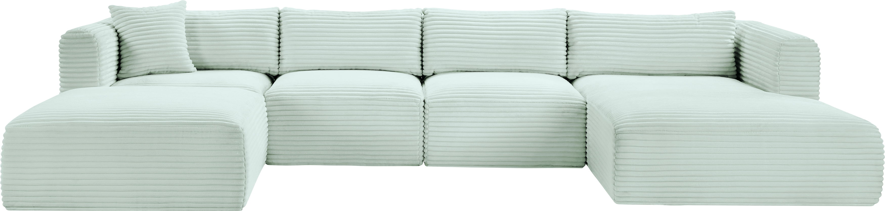 Shaggy - 5 Piece Modular Sectional With Chaise And Ottoman - Mint