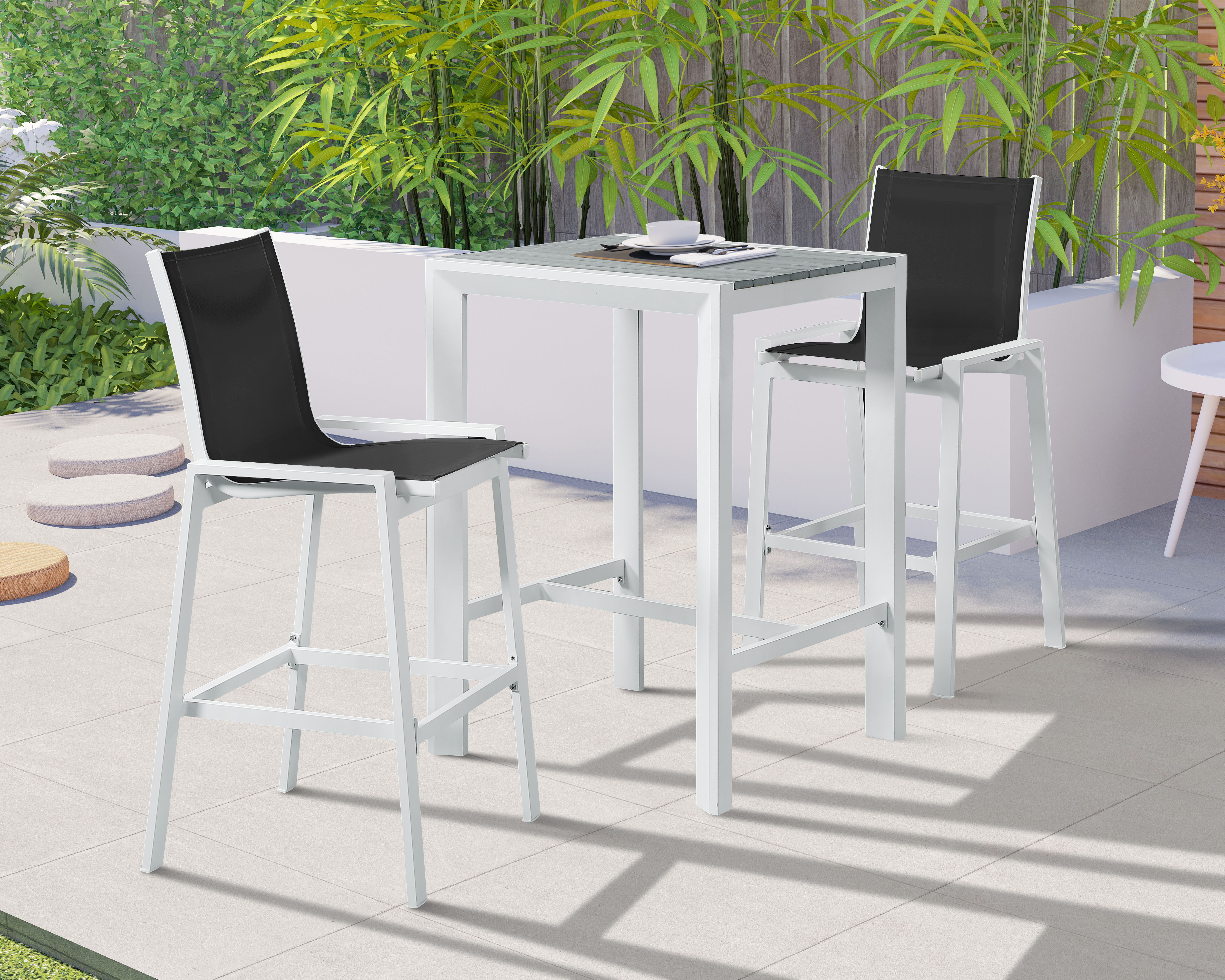 Nizuc - Outdoor Patio Bar Stool (Set of 2) - Black