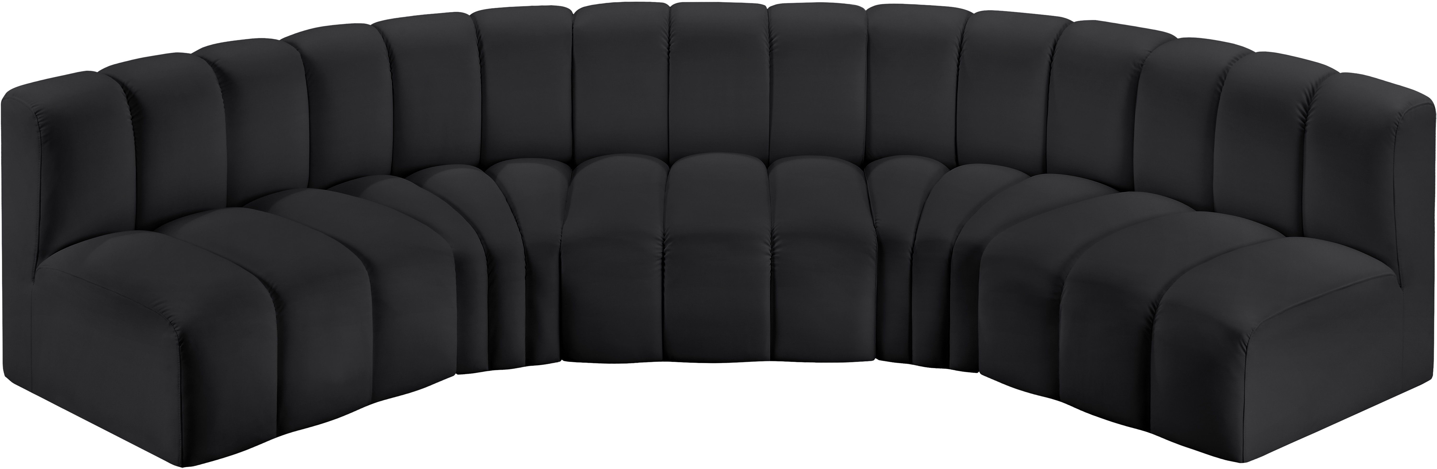 Arc - Faux Leather 5 Piece U-Shaped Modular Sofa - Black