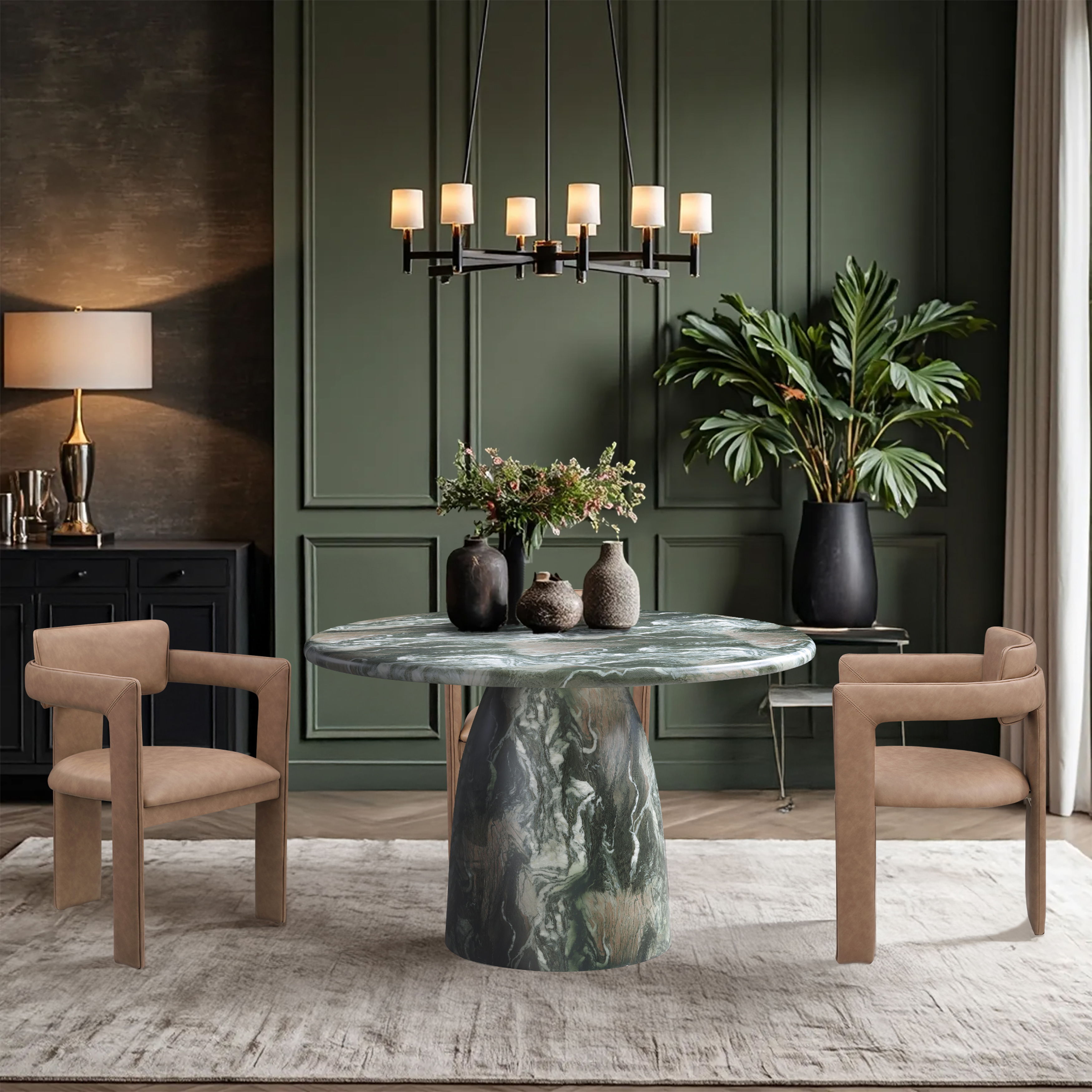 Cosenza - 48.5" Marble Finish Concrete Dining Table - Green
