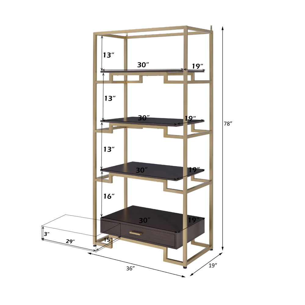 Yumia - Bookshelf - Gold & Walnut, gold, view 6
