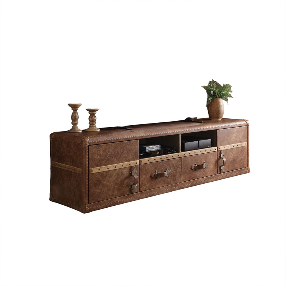 Aberdeen - TV Stand - Retro Brown Top Grain Leather, light brown, view 2
