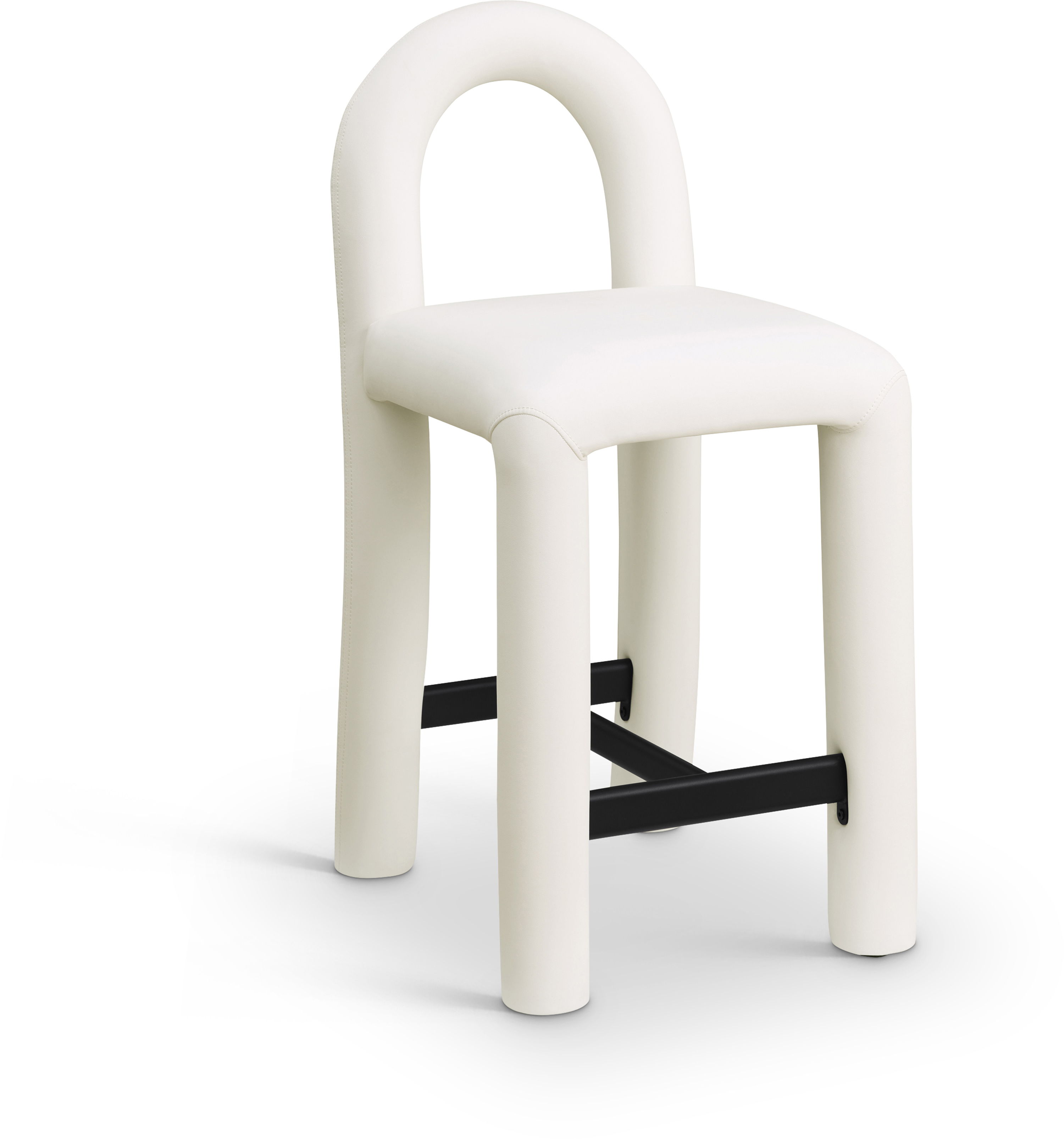 Amari - Faux Leather Stool - Cream