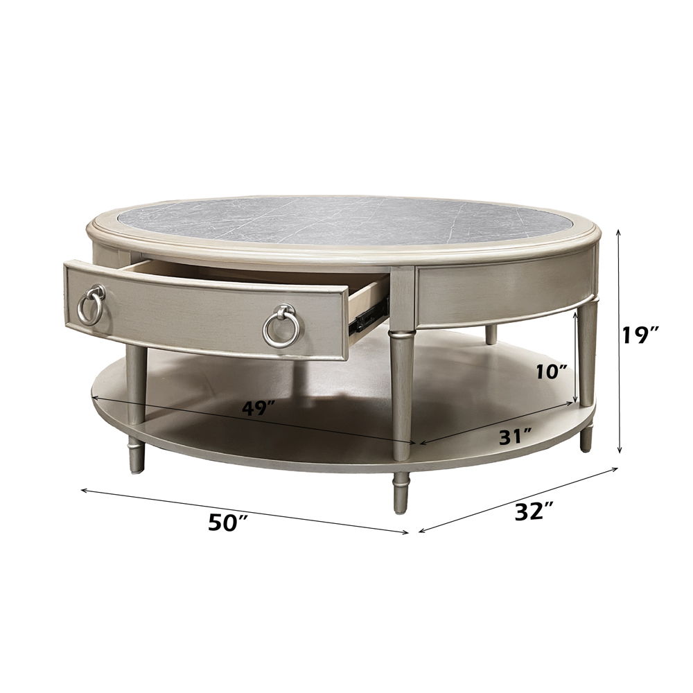 Kasa - Coffee Table - Sintered Stone Top & Champagne, white, view 8