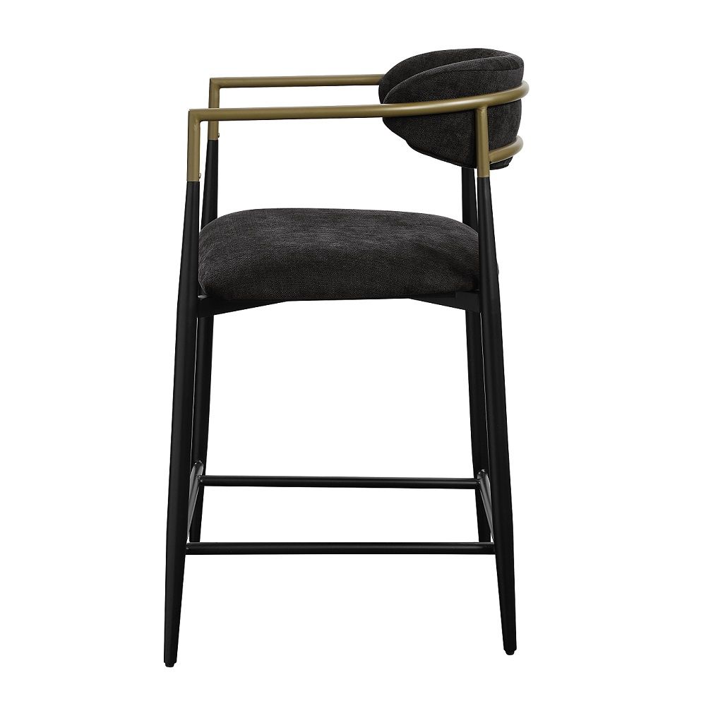 Jaramillo - Counter Height Chair (Set of 2) - Black Chenille & Black, black, view 7
