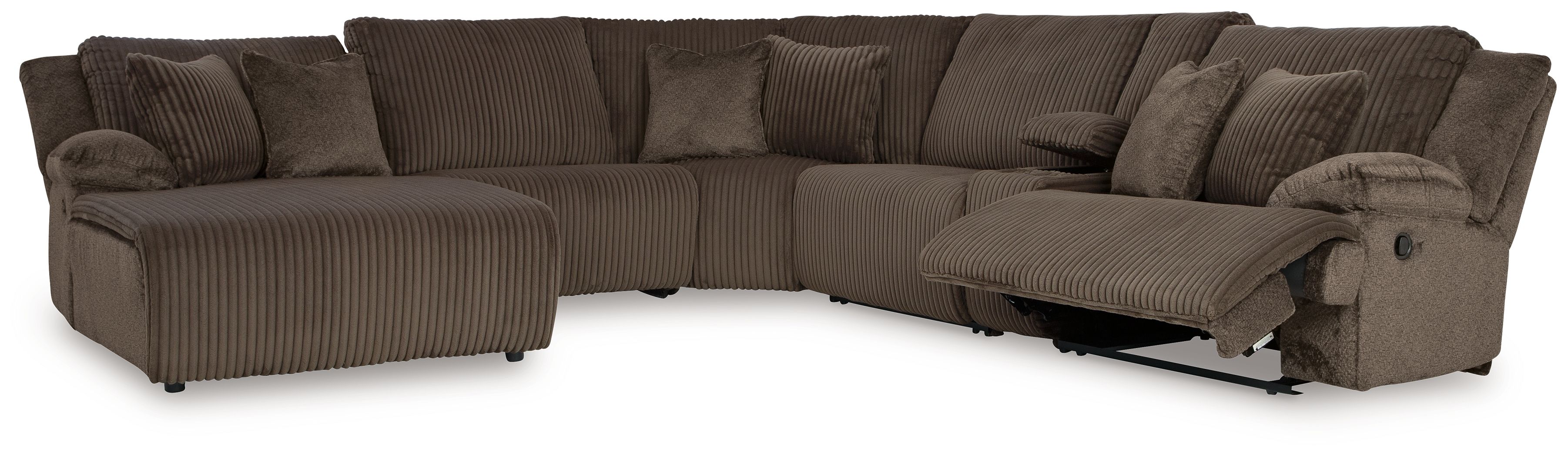 Ashley Furniture Top Tier - 6-Piece Reclining Sectional With Laf Press Back Chaise - Chocolate - Image 4