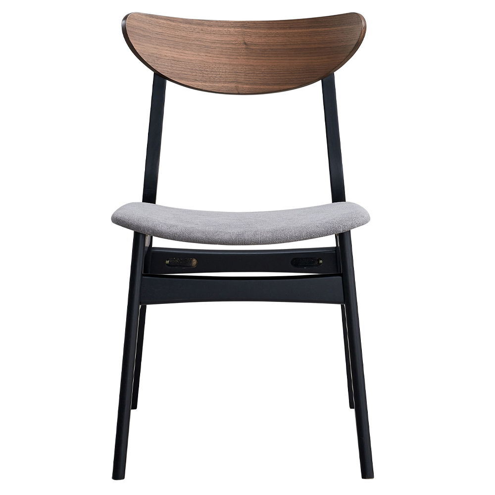 Rebi - Side Chair (Set of 2) - Gray Linen, Walnut & Black, black, view 8