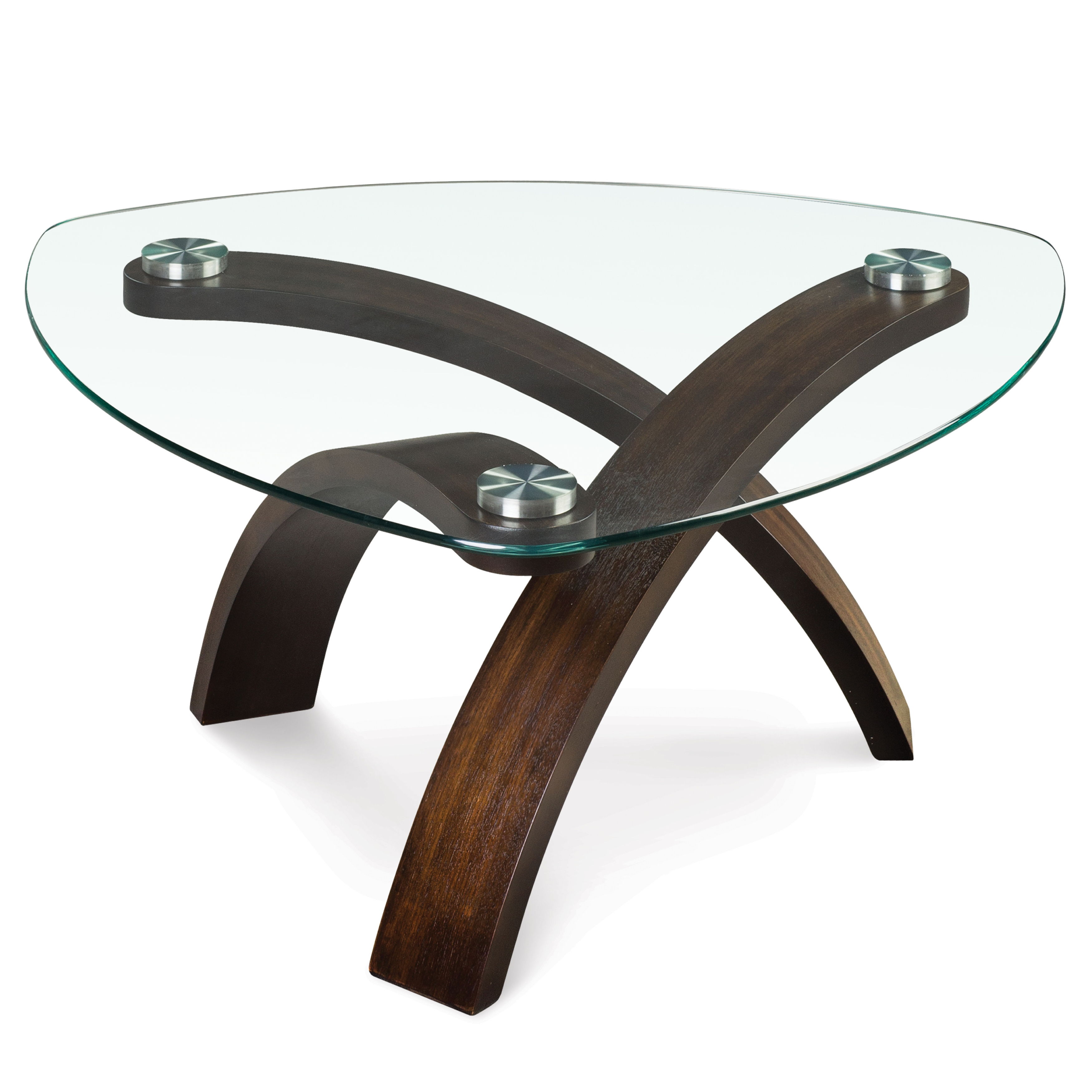 Allure - Pie Shaped Cocktail Table With Glass Top - Hazlenut Image
