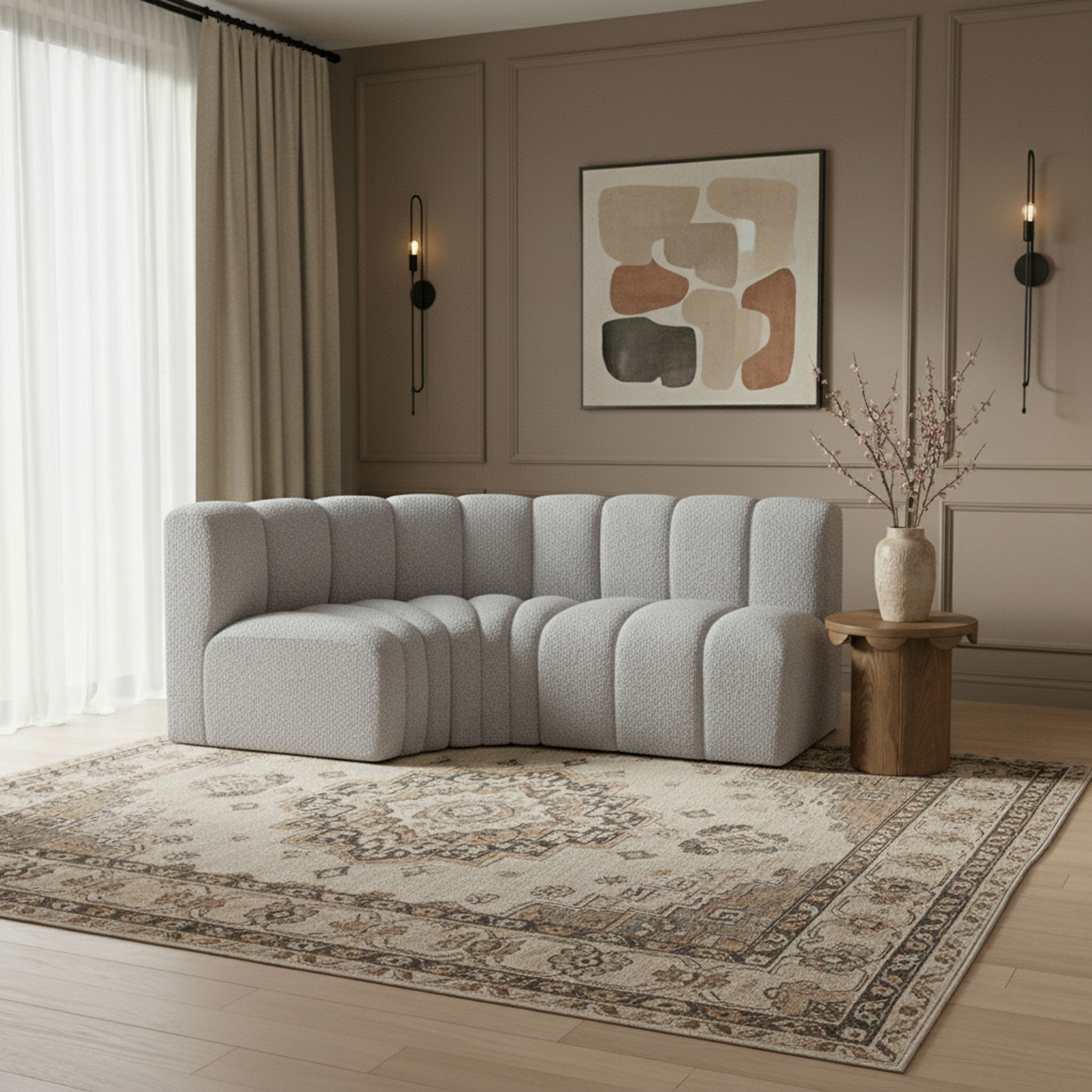 Arc - Boucle Fabric 3 Piece Sofa - Gray