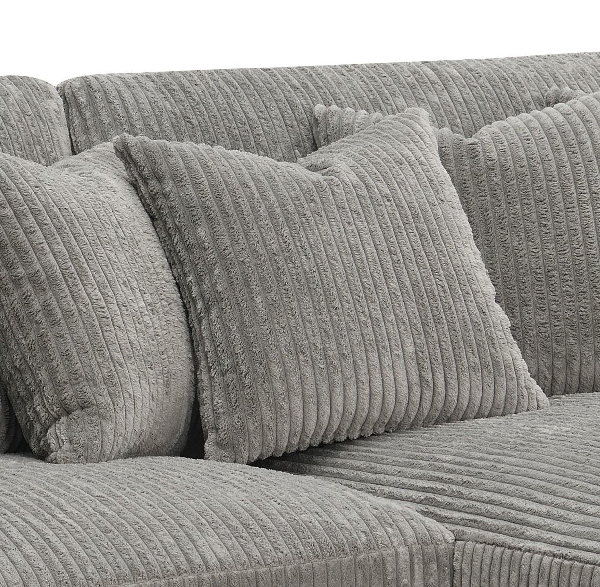 Tavia - Reversible Sectional Sofa With 6 Pillows - Gray Corduroy, gray, view 6