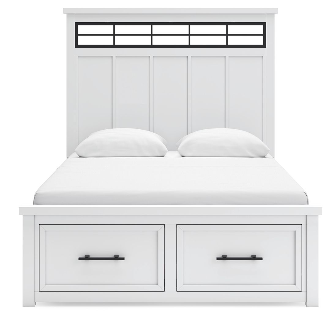 Ashley Furniture Ashbryn - 5 Pc. - Dresser, Mirror, Queen Panel Storage Bed - White / Natural - Image 9