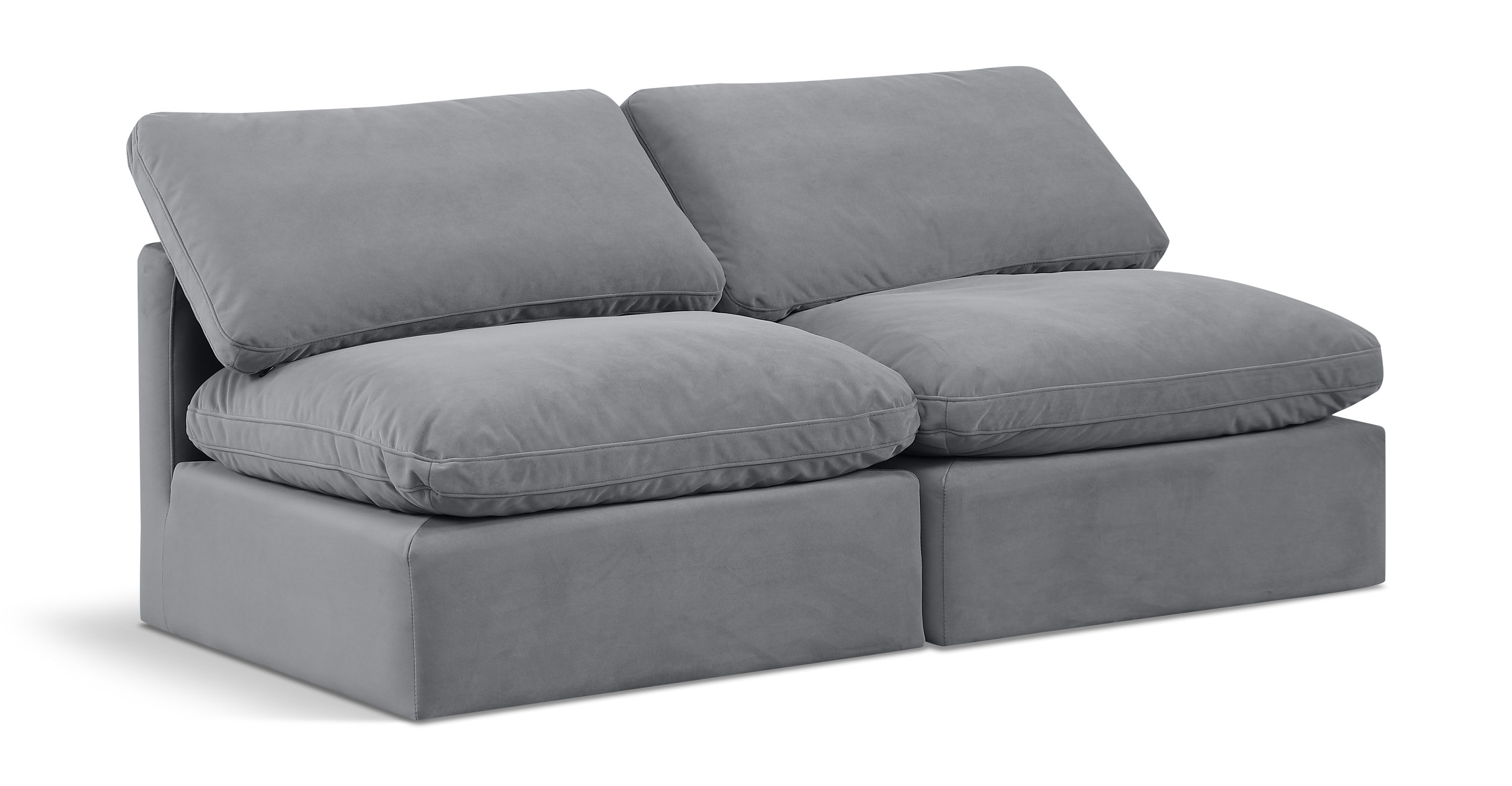 Indulge - Velvet 2 Seat Modular Armless Sofa - Gray