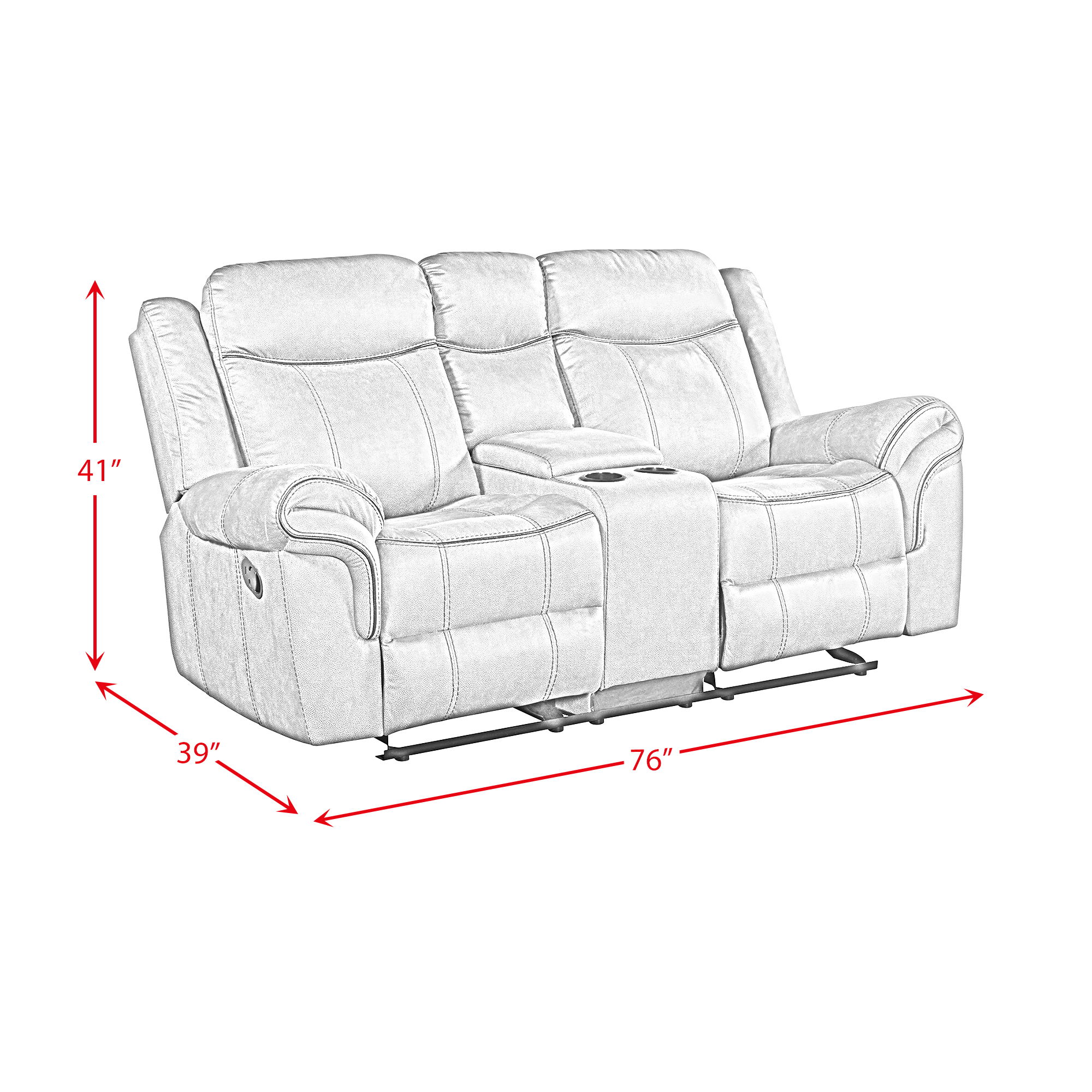 Sorrento - 3 Piece Living Room Set Sofa, Loveseat & Recliner - Charcoal