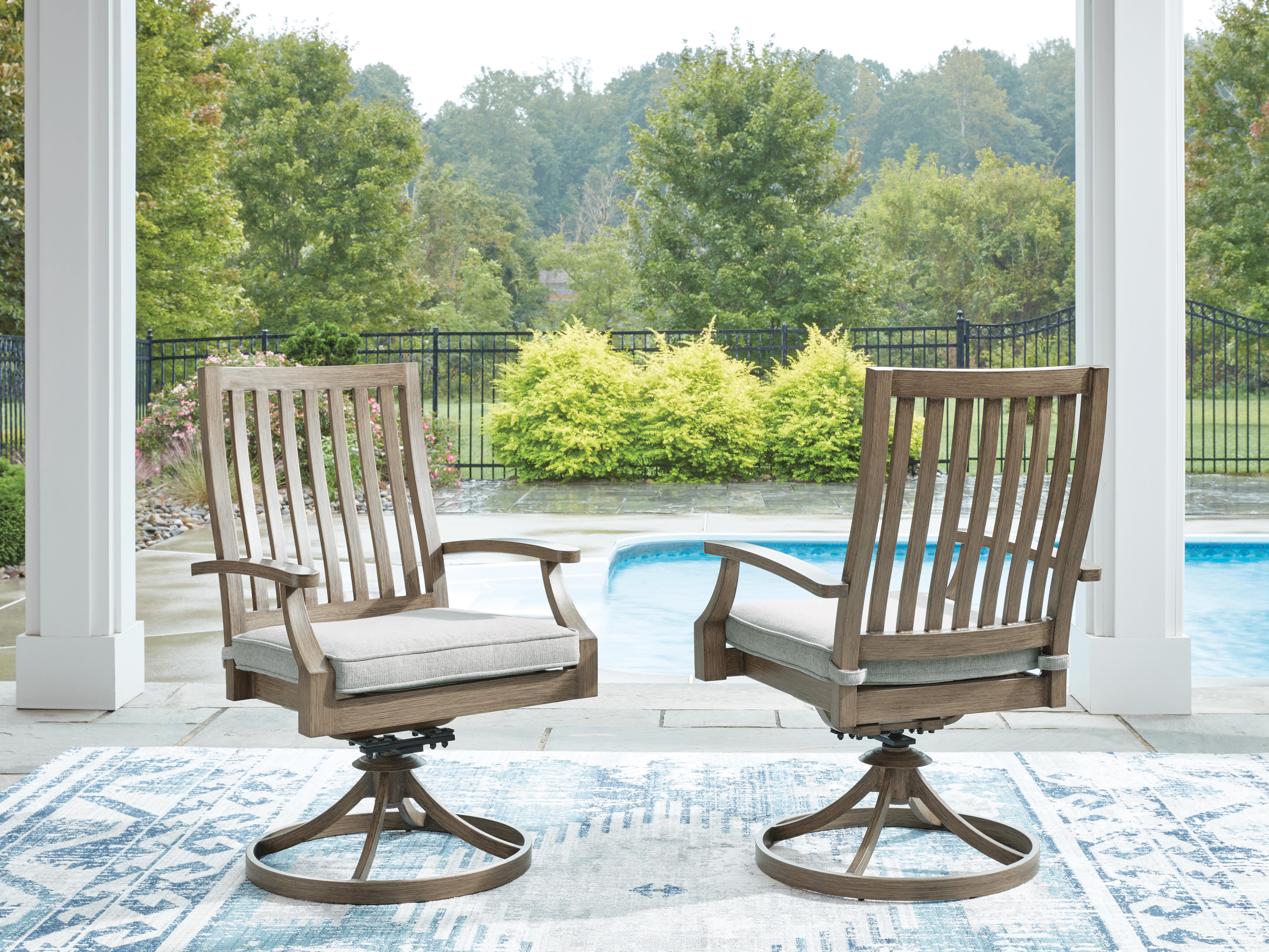 Rainier Ranch - Swivel Chair With Cushion (Set of 2) - Brown / Beige