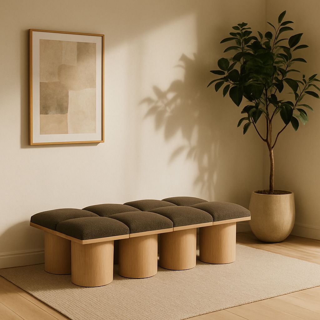 Pavilion - 62" 8 Piece Modular Bench With Natural Base - Brown