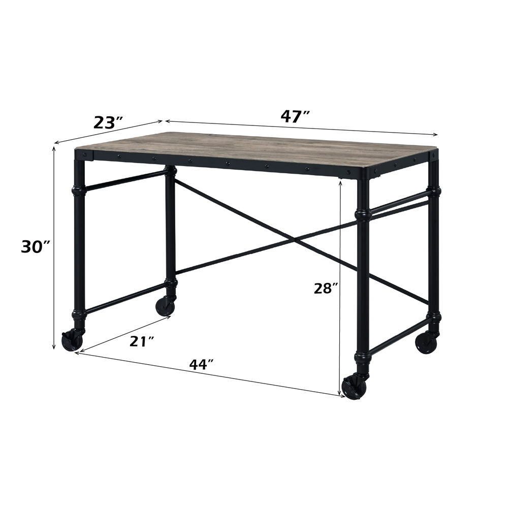 Oklarth - Writing Desk - Rustic Oak & Black, black, view 6