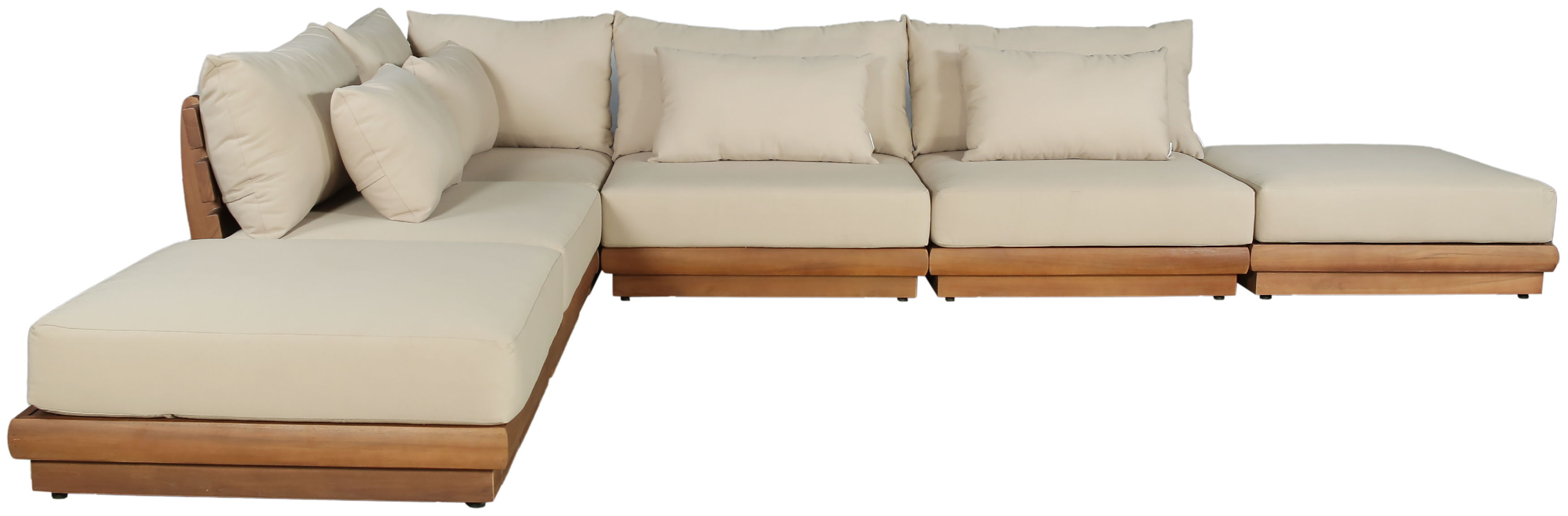 Mirella - 6 Piece Water Resistant Fabric 149" Upholstered Outdoor Patio Modular Sectional - Tan