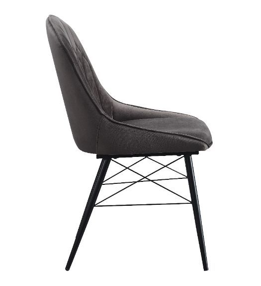 Abraham - Side Chair (Set of 2) - Dark Gray Fabric & Black, dark gray, view 7