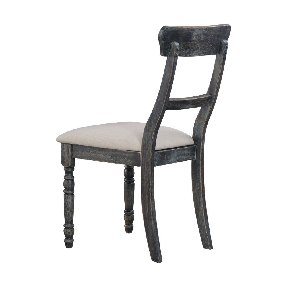 Leventis - Side Chair (Set of 2) - Light Brown Linen & Weathered Gray, dark gray, view 2