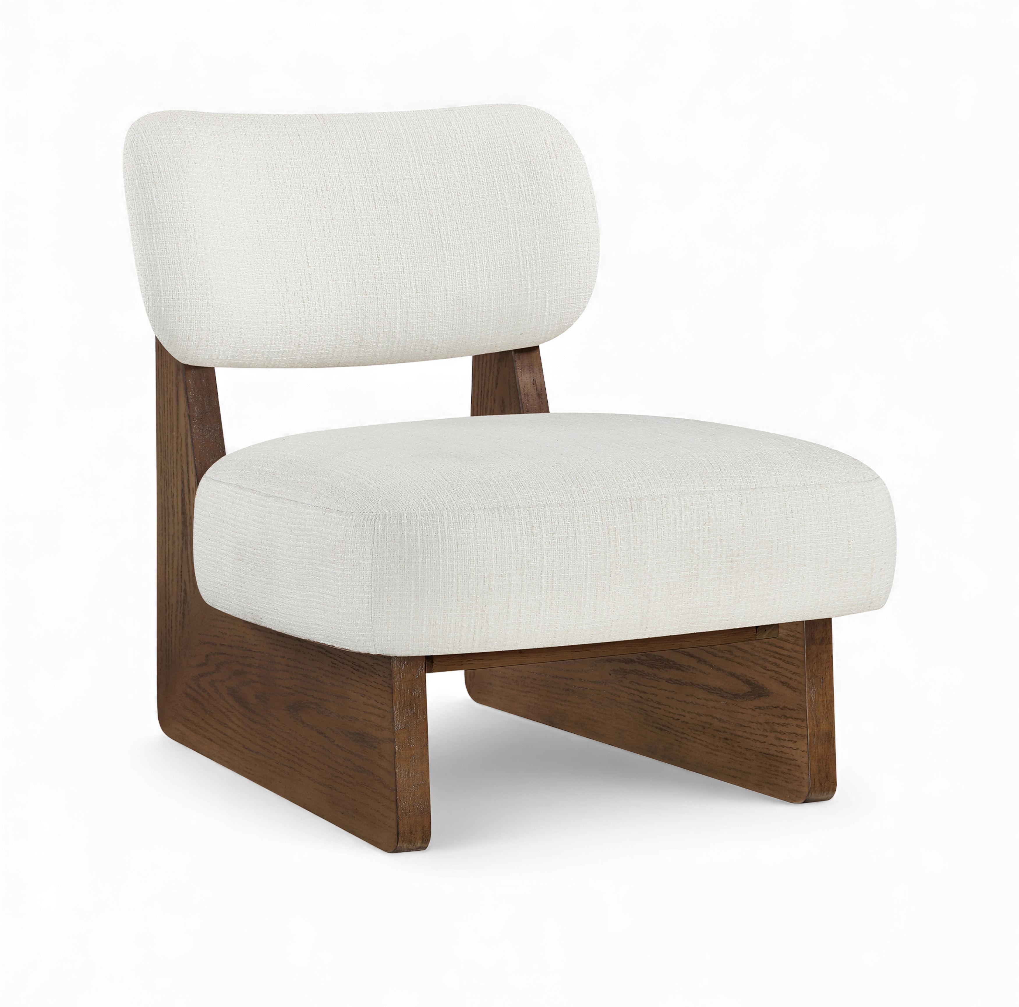 Linen Textured Fabric Upholstered Accent Chair