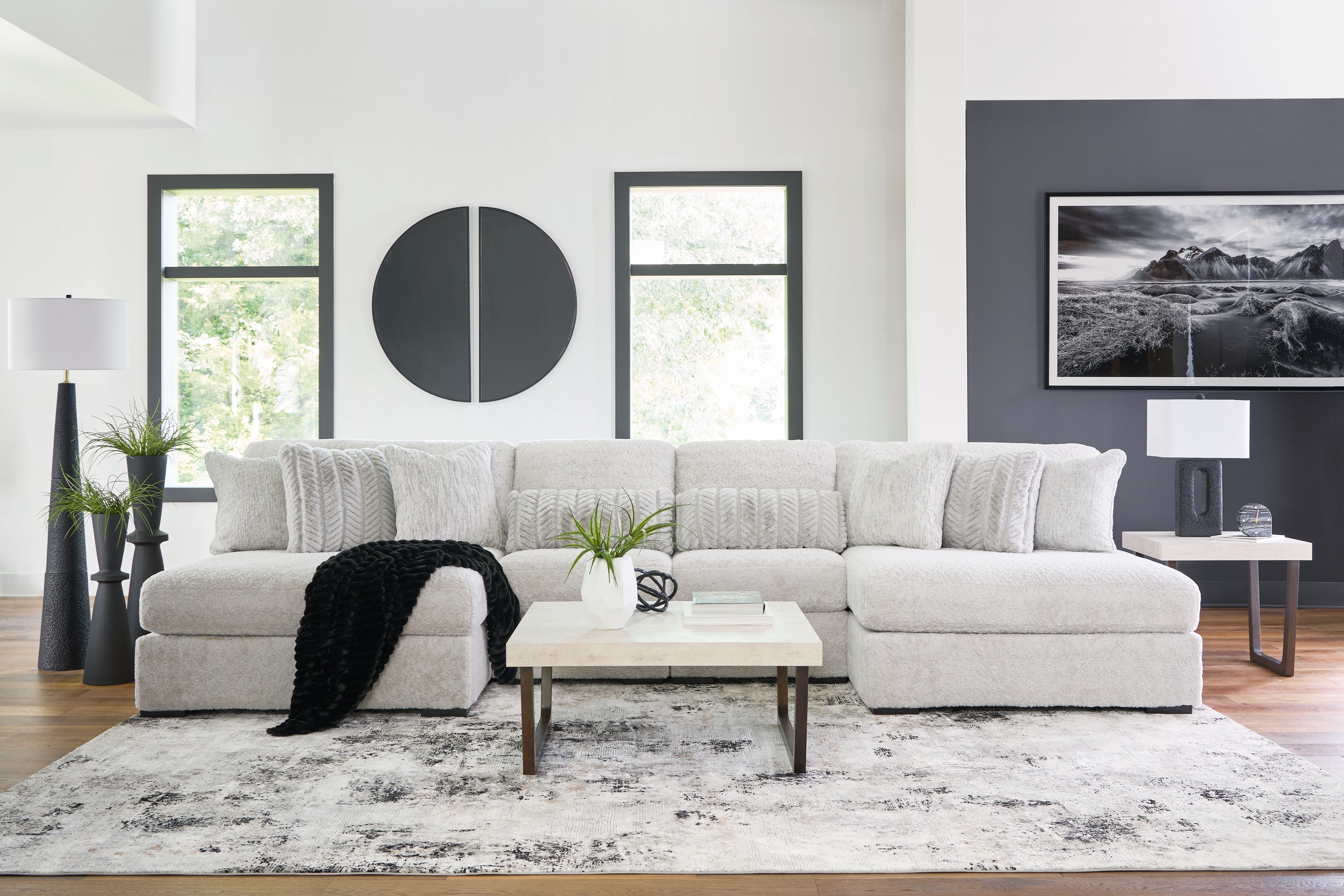 Ashley Furniture Cuddle Plush - 4-Piece Sectional With 2 Armless Chaises - Arctic - Image 5