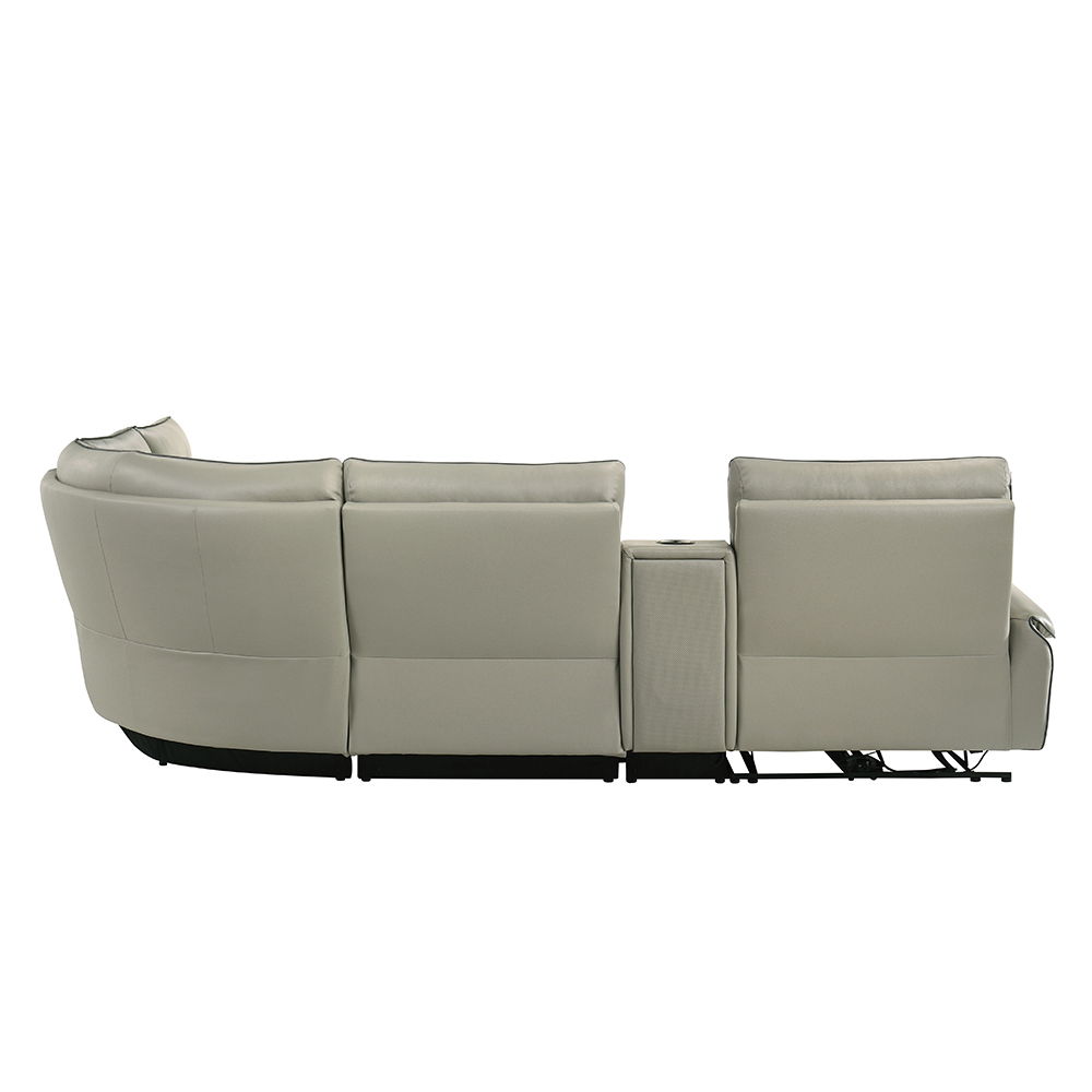 Jayke - Power Motion Sectional Sofa - Light Gray Top Grain Leather Match, light gray, view 4