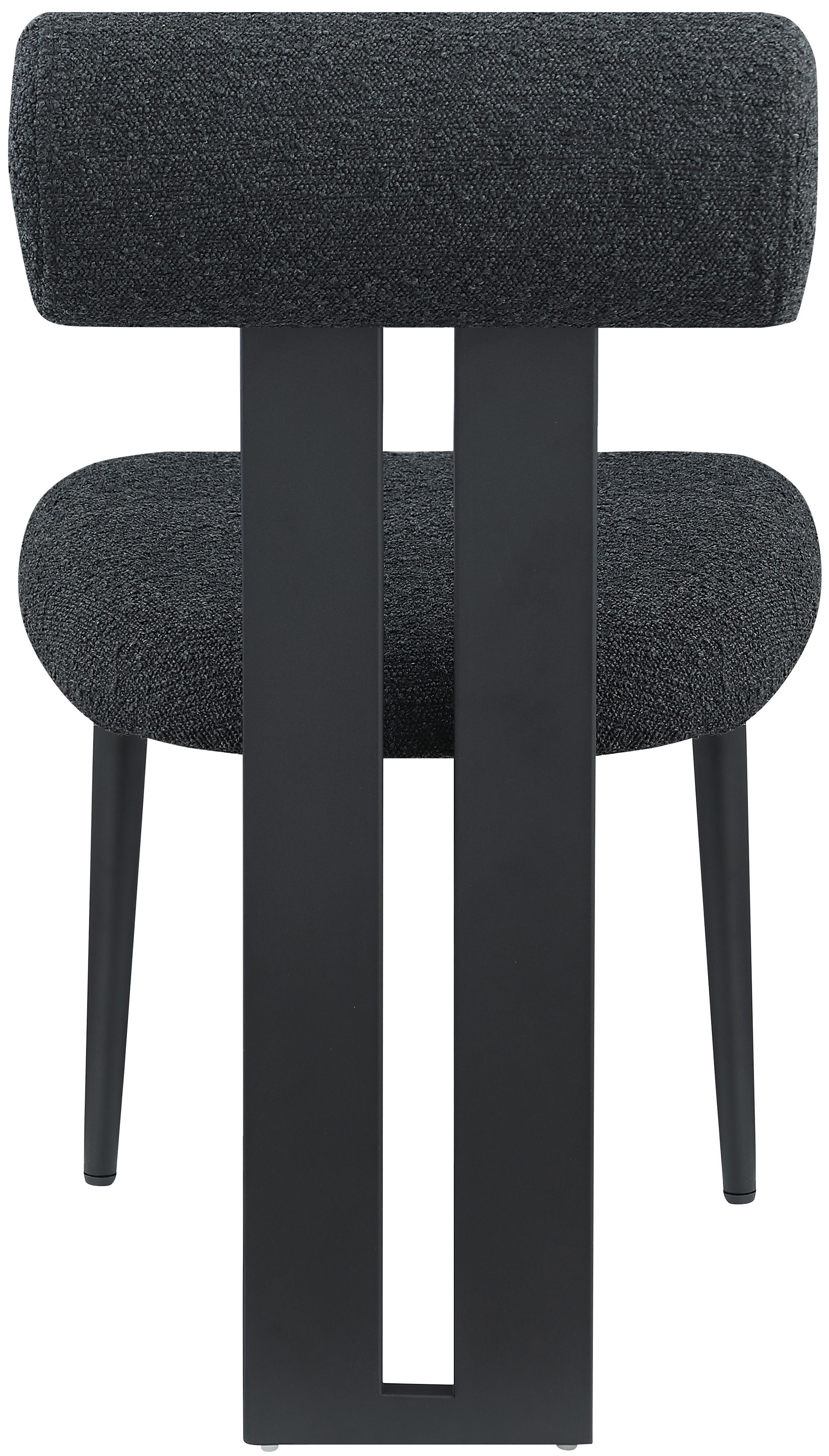 Dario - Boucle Dining Chair With Black Frame (Set of 2) - Black