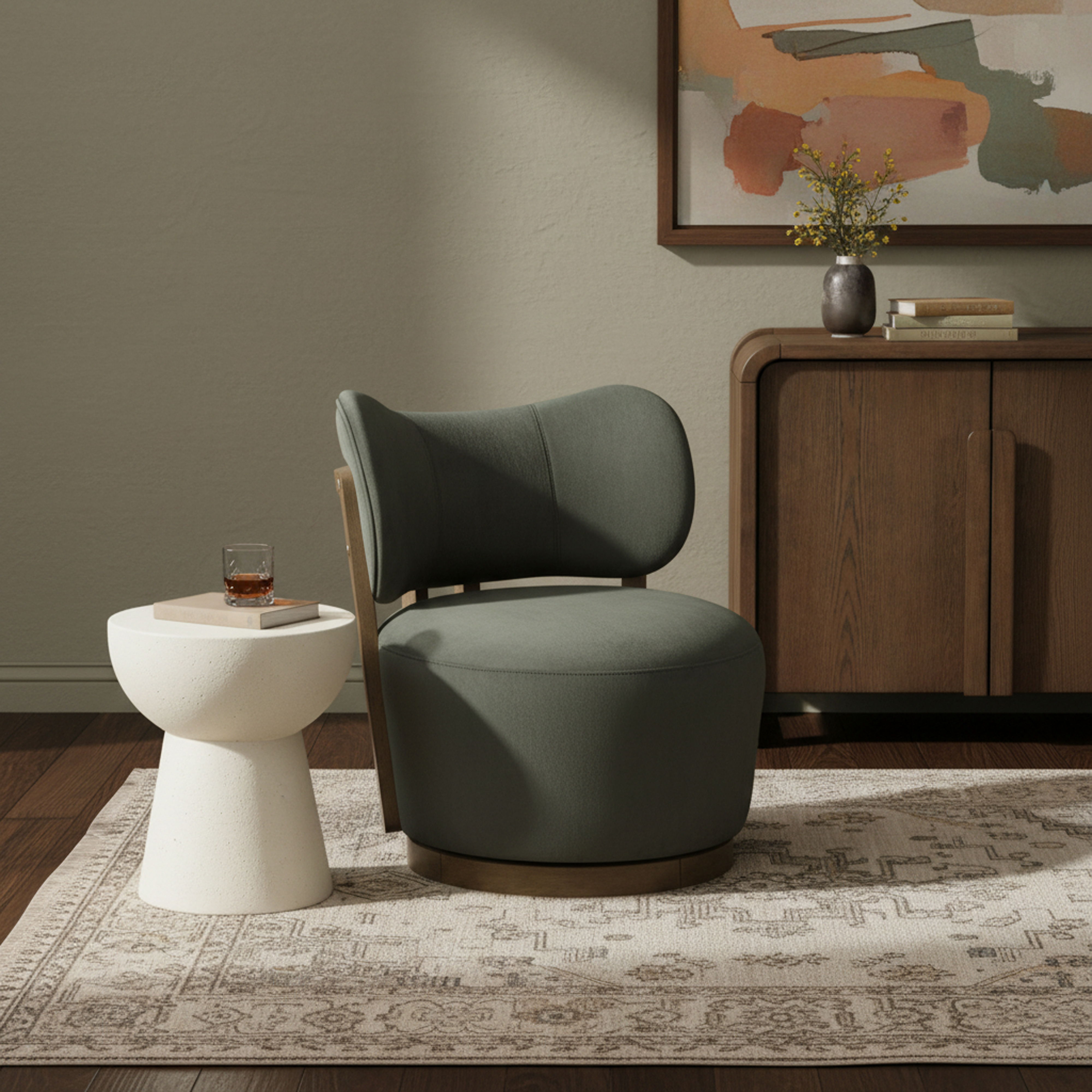 Elara - Velvet Upholstered Swivel Accent Chair - Green