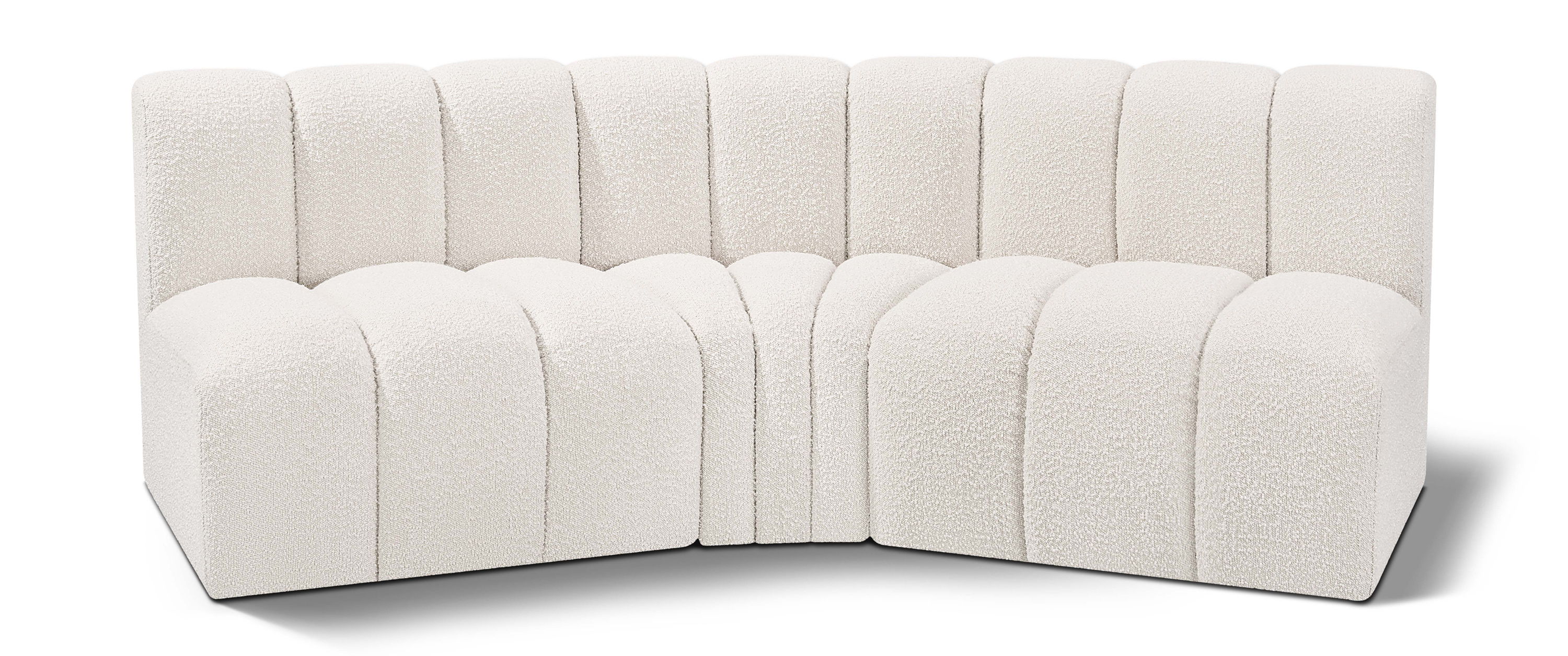 Arc - Boucle Fabric 3 Piece Modular Corner Sofa - Cream