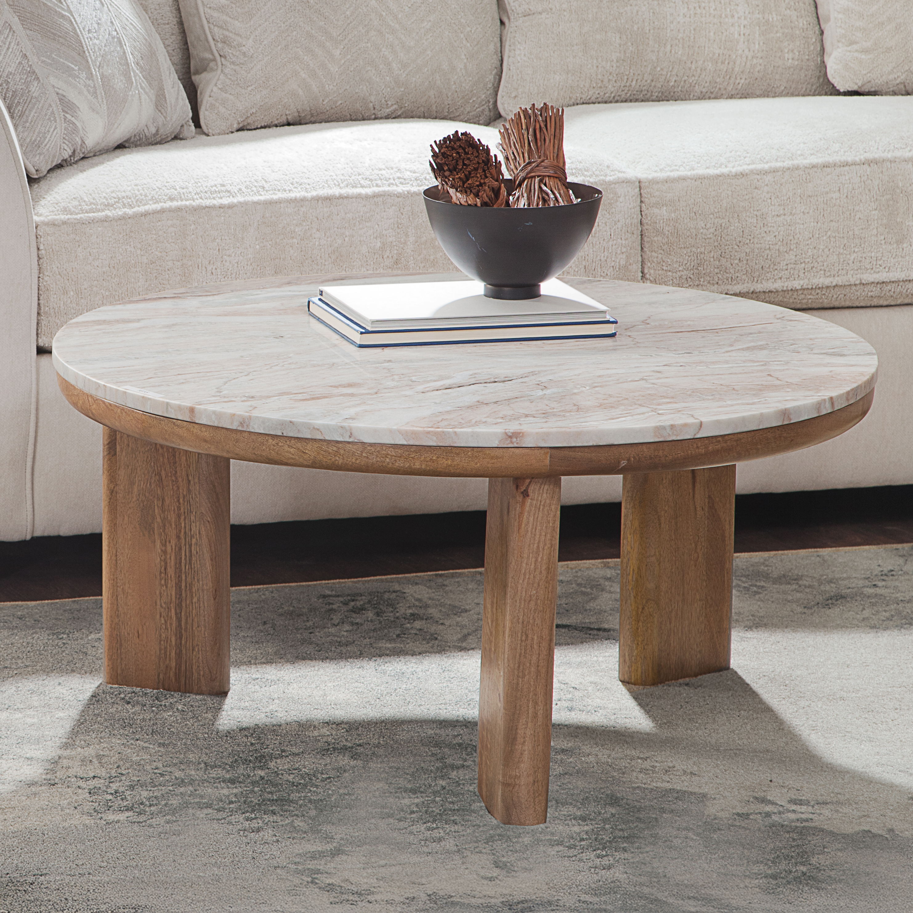 Sidney - Marble Top Cocktail Table - Brown
