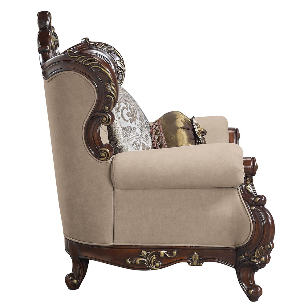 Ragnar - Chair With 2 Pillows - Light Brown Linen & Cherry, beige, view 3