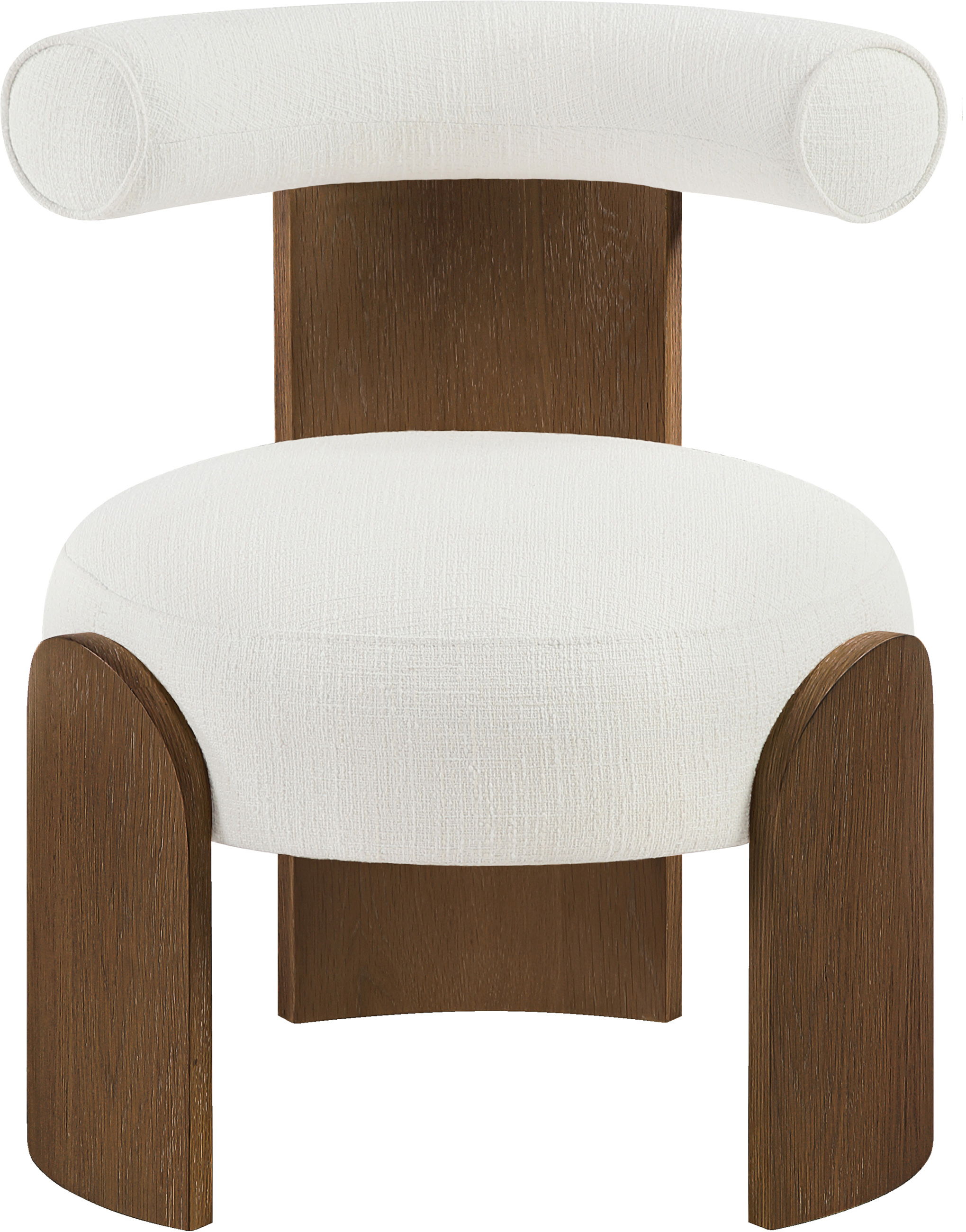 Calder - Linen Textured Fabric Upholstered Accent Chair - Cream / Painted Brown