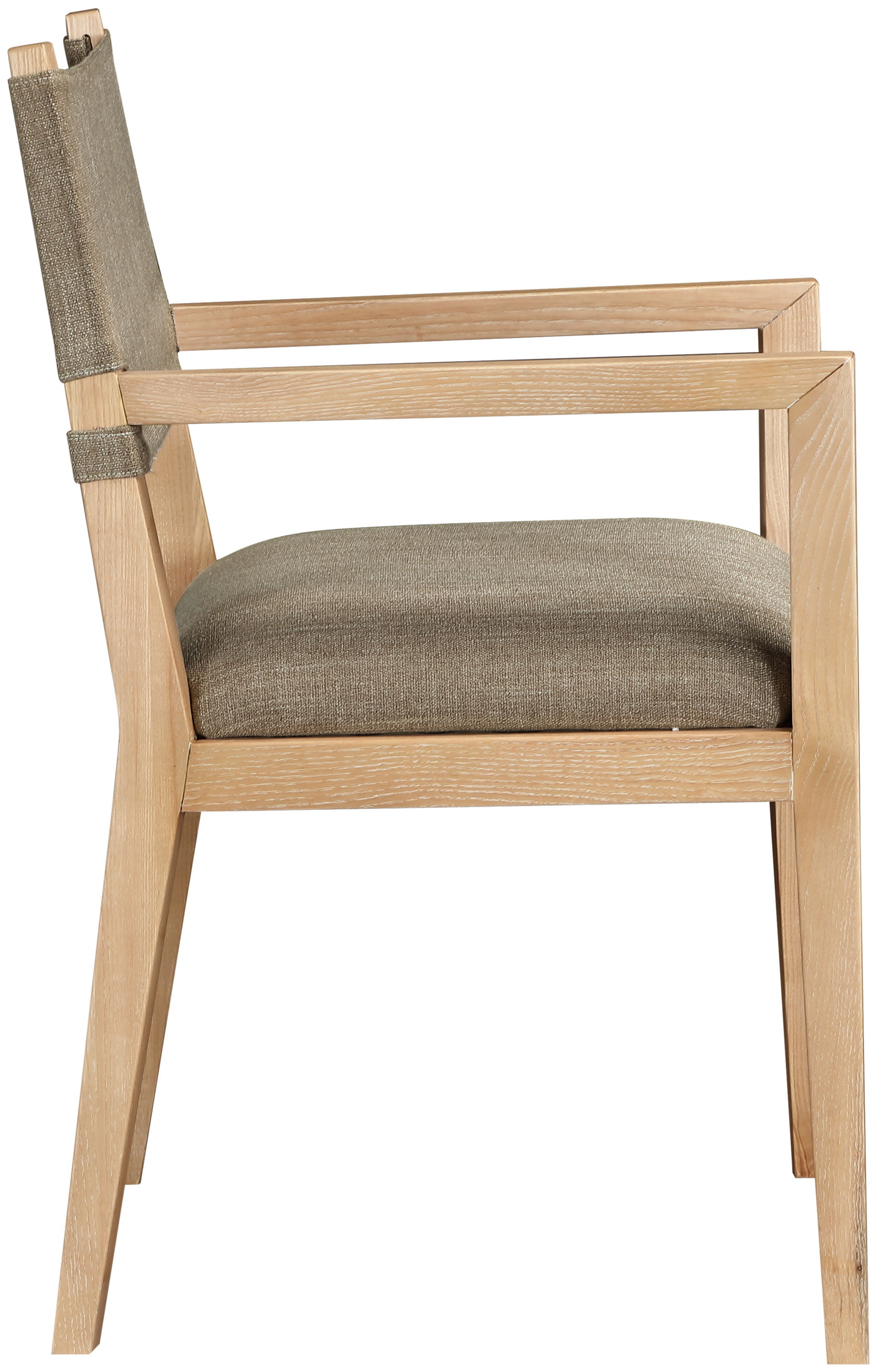 Avon - Linen Textured Performance Fabric Upholstered Dining Arm Chair - Brown