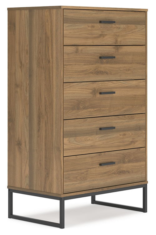 Deanlow - Five Drawer Chest - Honey, light brown