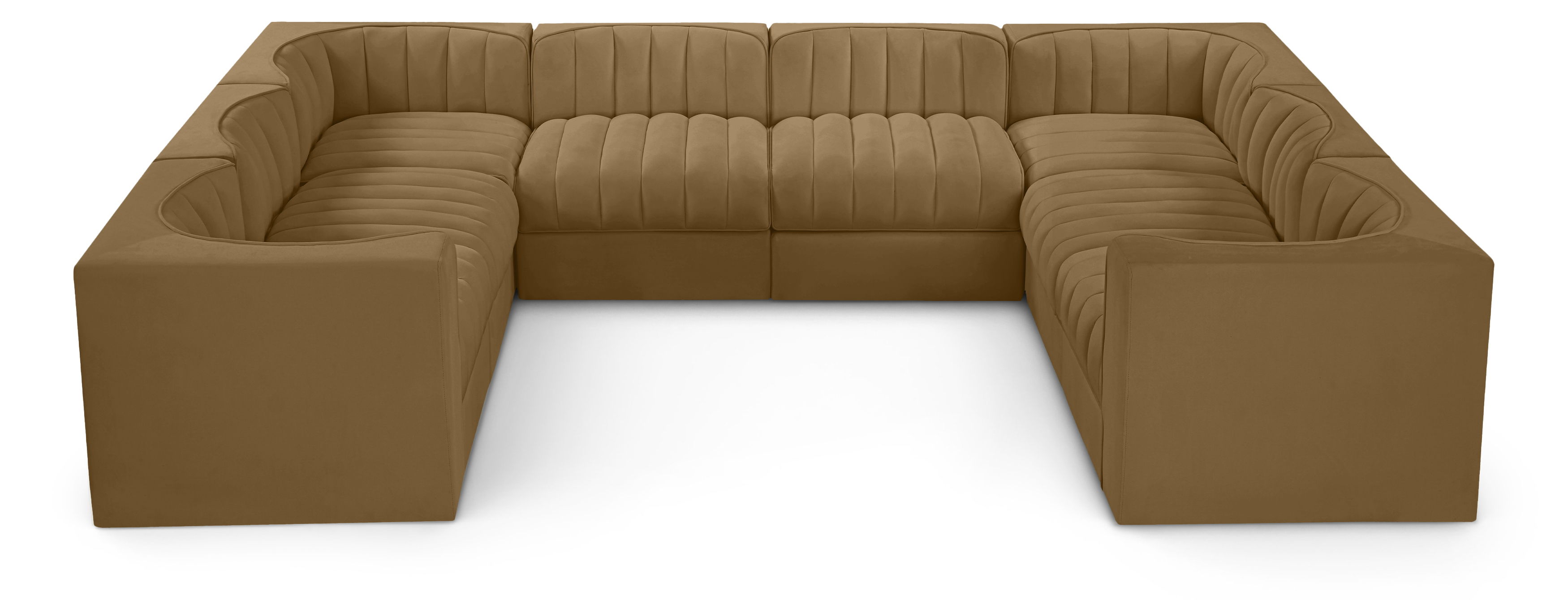 Rummi - Velvet Performance Fabric Upholstered Modular Sectional - Saddle