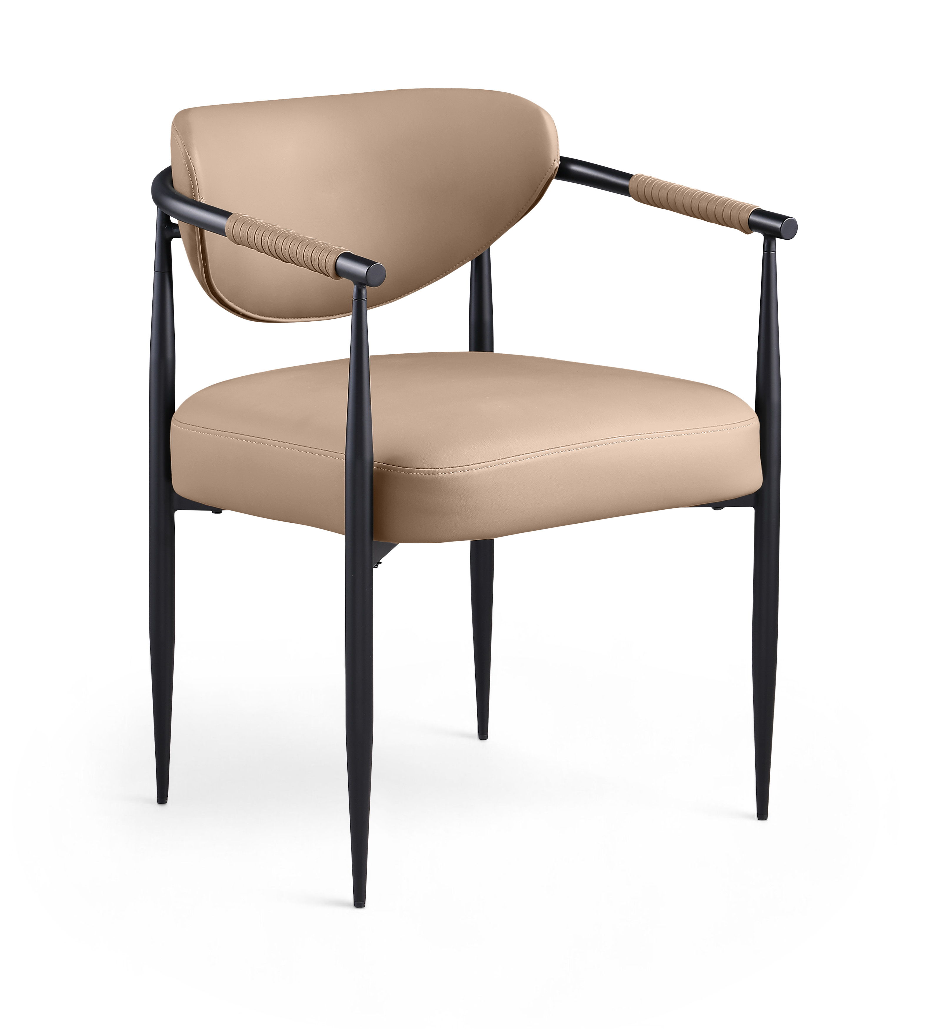 Virella - Vegan Leather Upholstered Dining Chair (Set of 2) - Tan / Matte Black