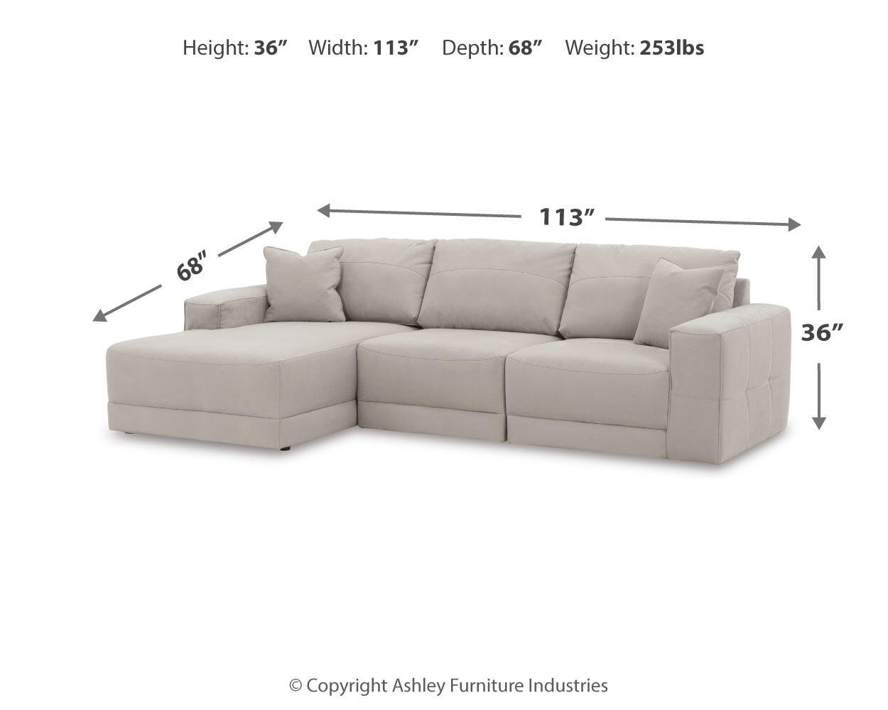 Ashley Furniture Next-Gen Gaucho - Left Arm Facing Corner Chaise 3 Pc Sectional - Gray - Image 5