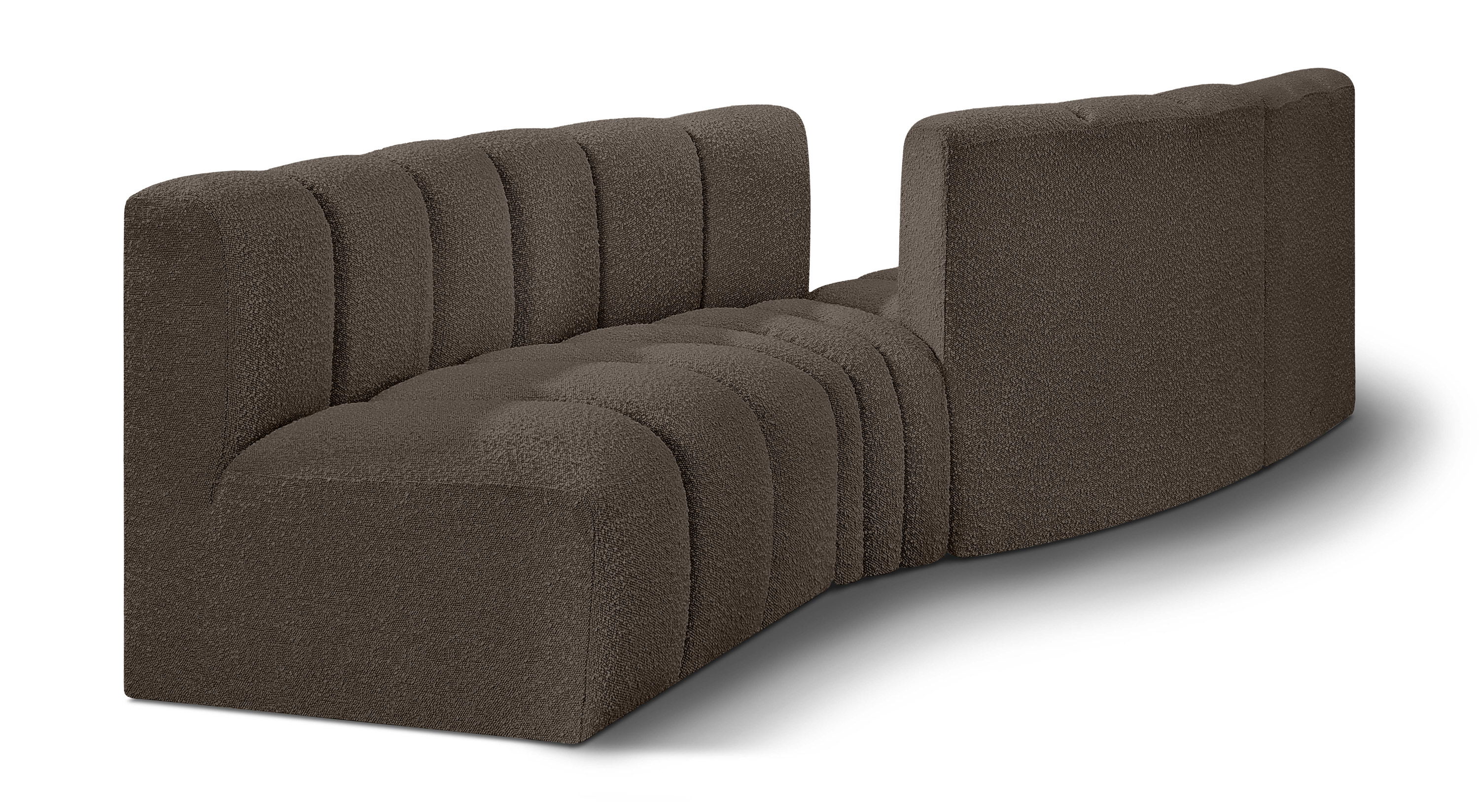 Arc - Boucle Fabric 4 Piece Sofa - Brown