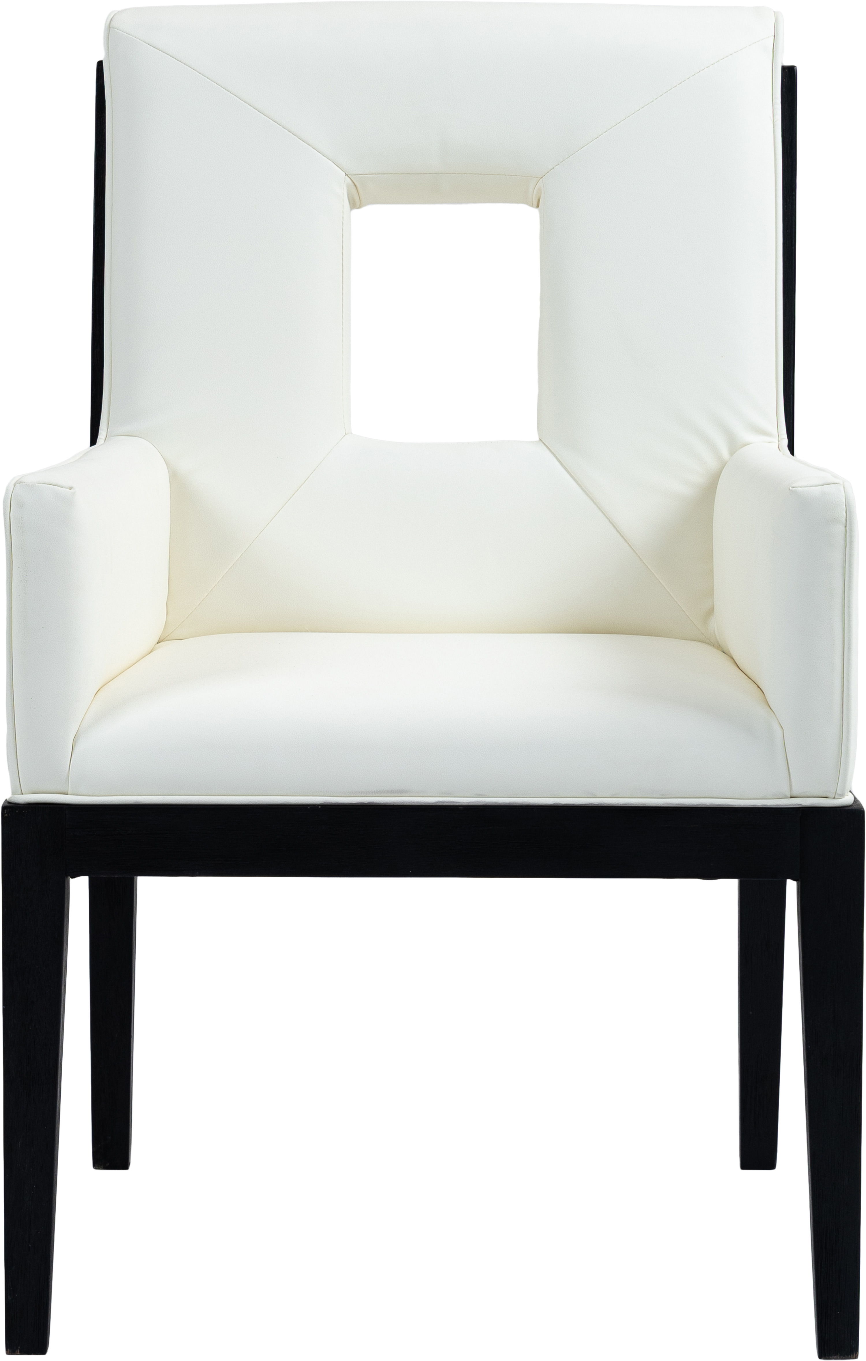 Gwendolyn - Faux Leather Dining Arm Chair With Black Frame - Cream