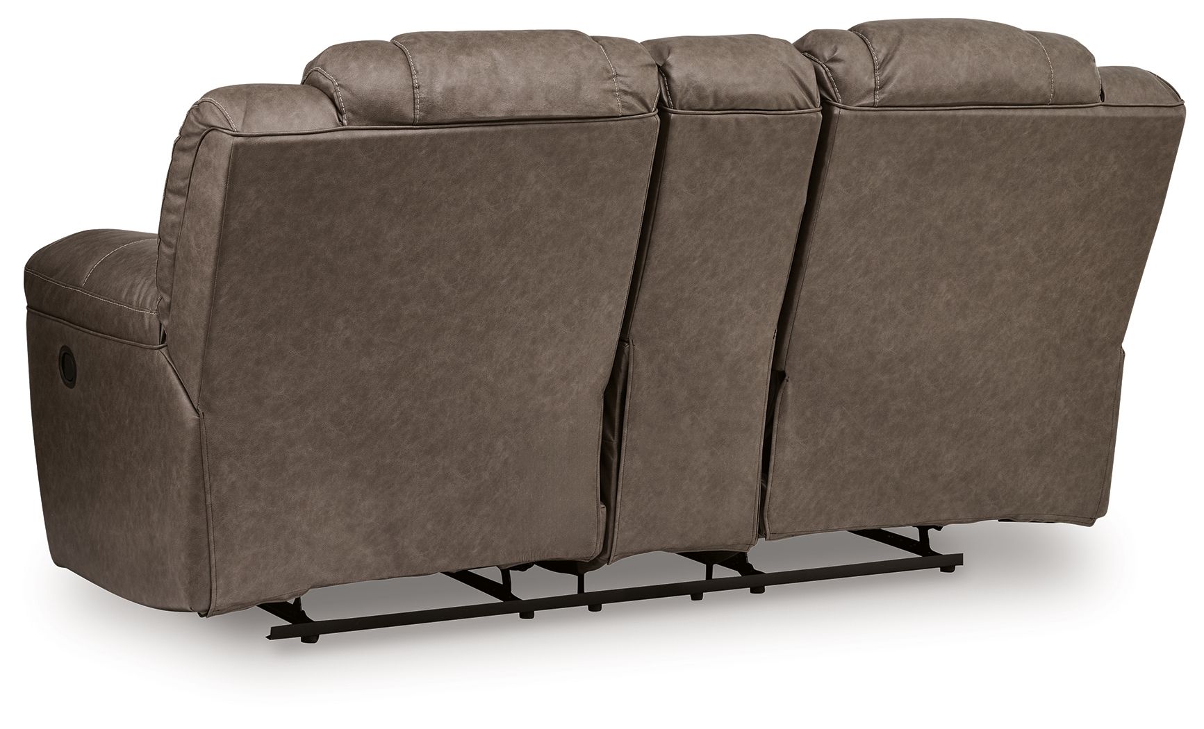 Ashley Furniture Lowilla - Double Reclining Loveseat With Console - Driftwood - Image 5