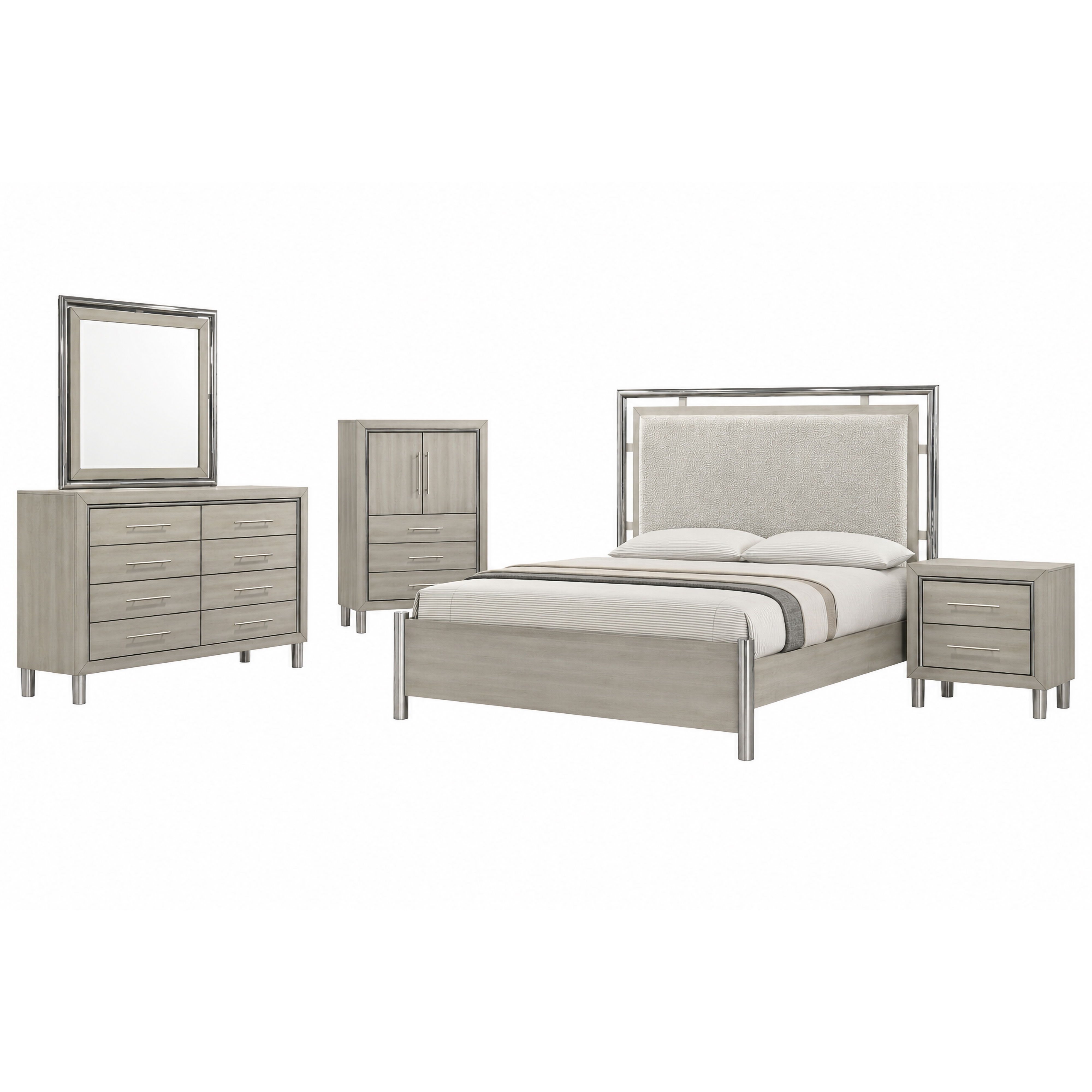 King · 5 Pc · Bed, Dresser, Mirror, Chest, Nightstand