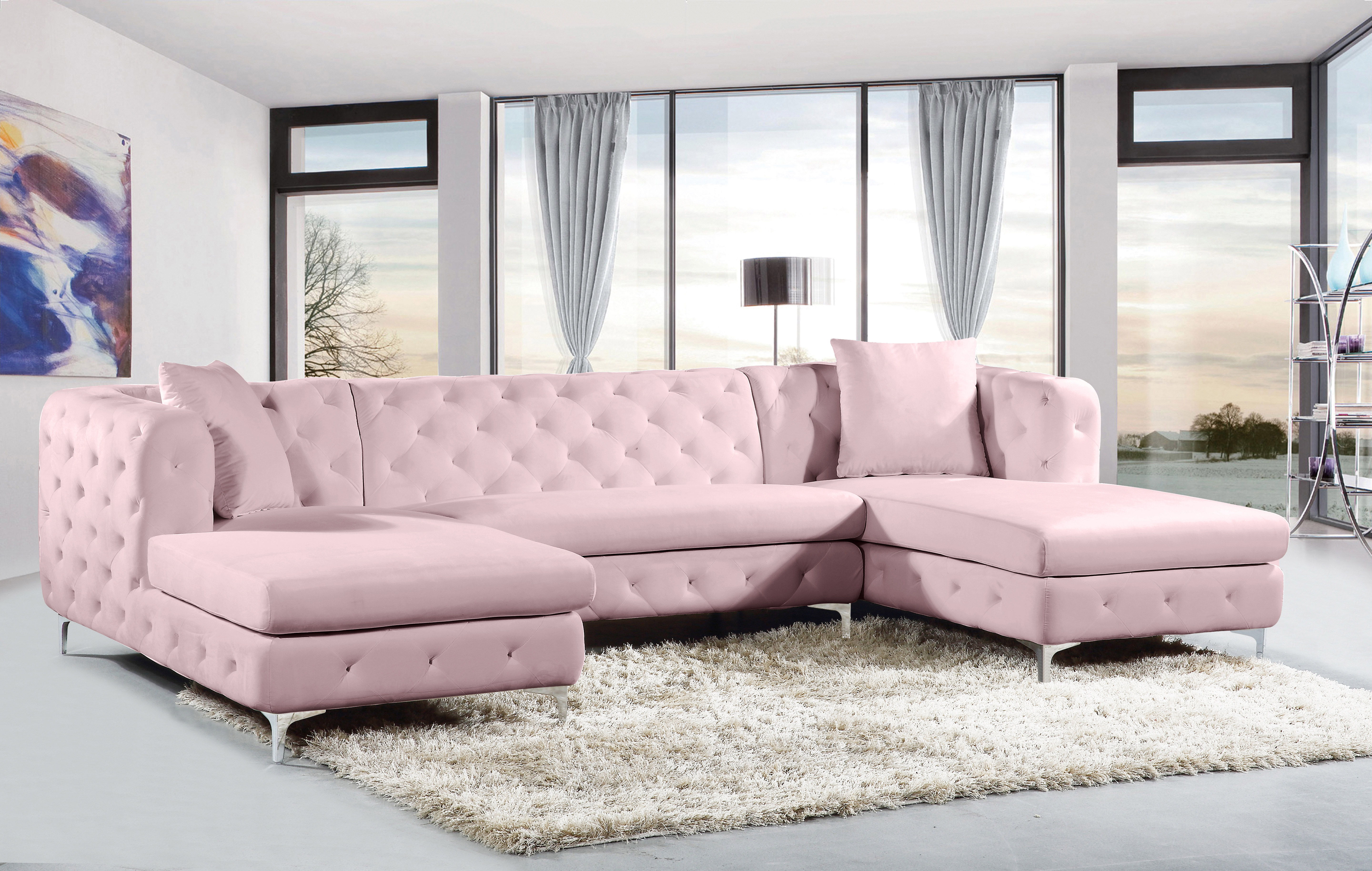Gail - 3 Piece Sectional - Pink