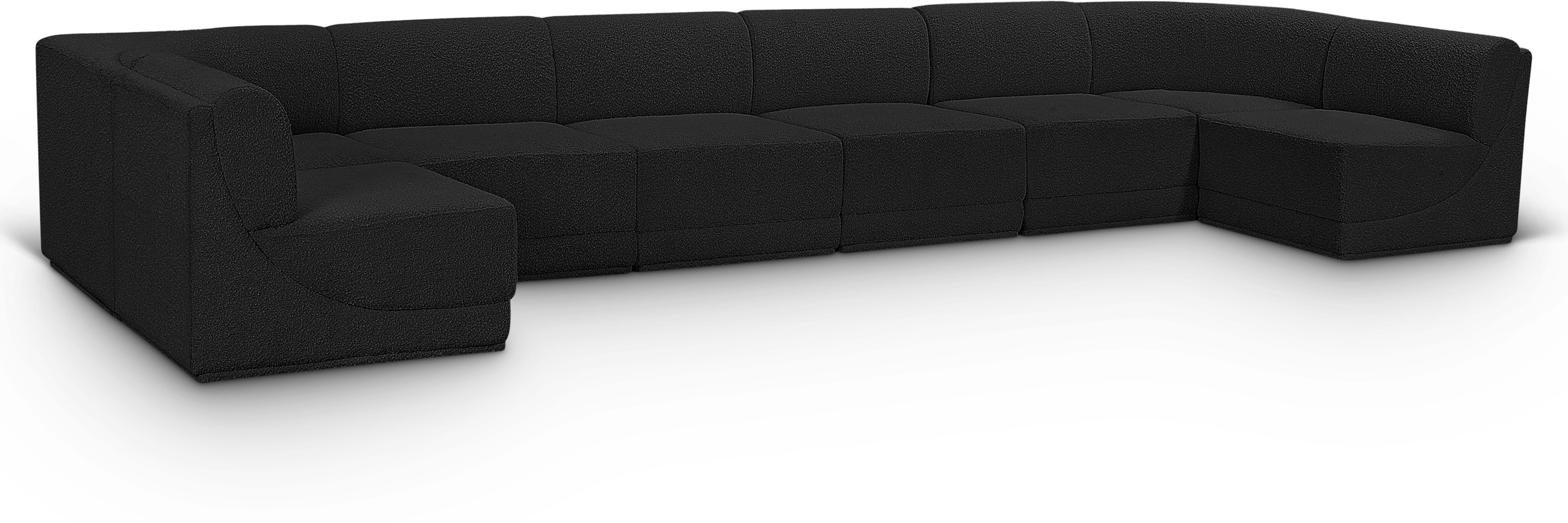Ollie - 8 Piece Modular U-Shaped Armless Sectional - Black