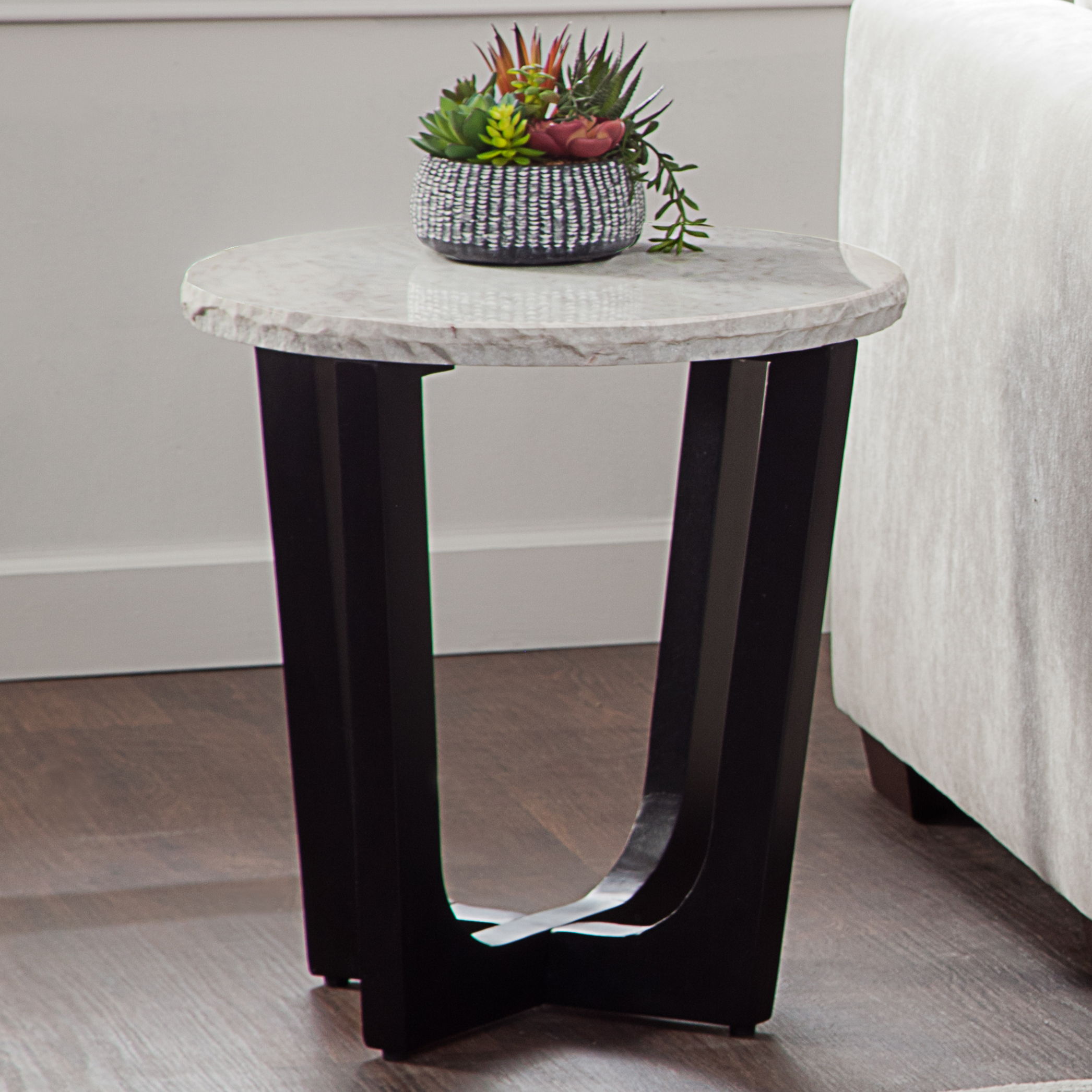 Chrissy - Marble Top End Table - White