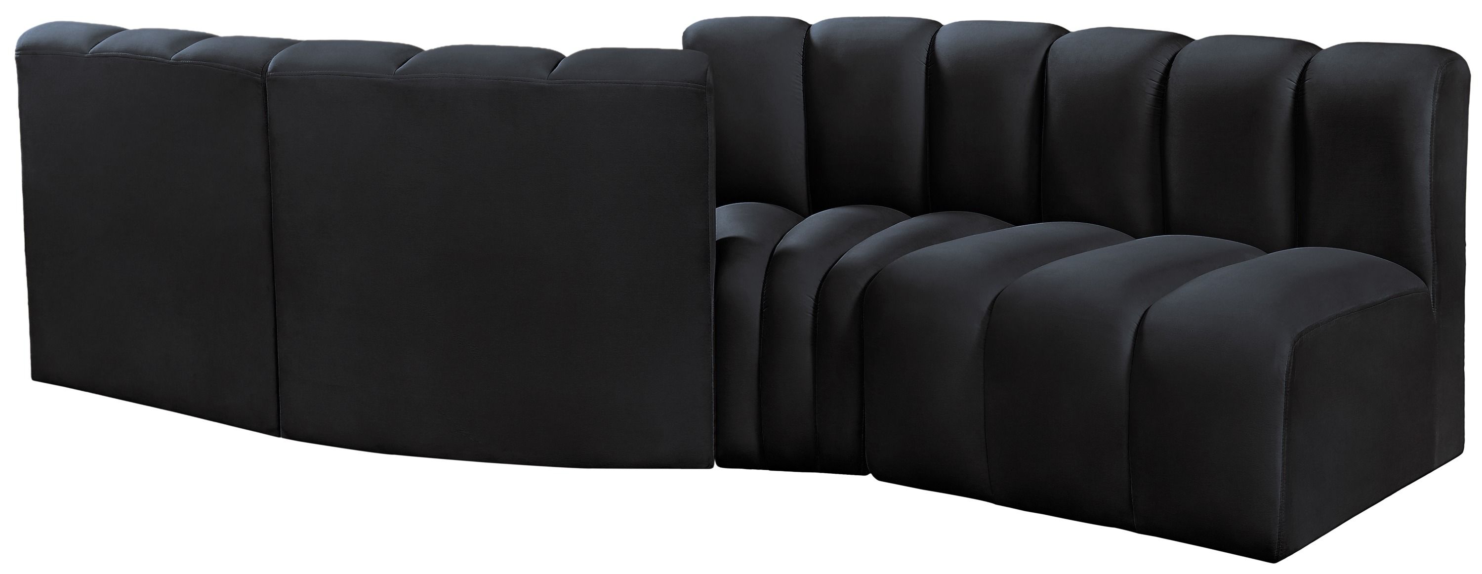 Arc - Velvet 4 Piece Sofa - Black